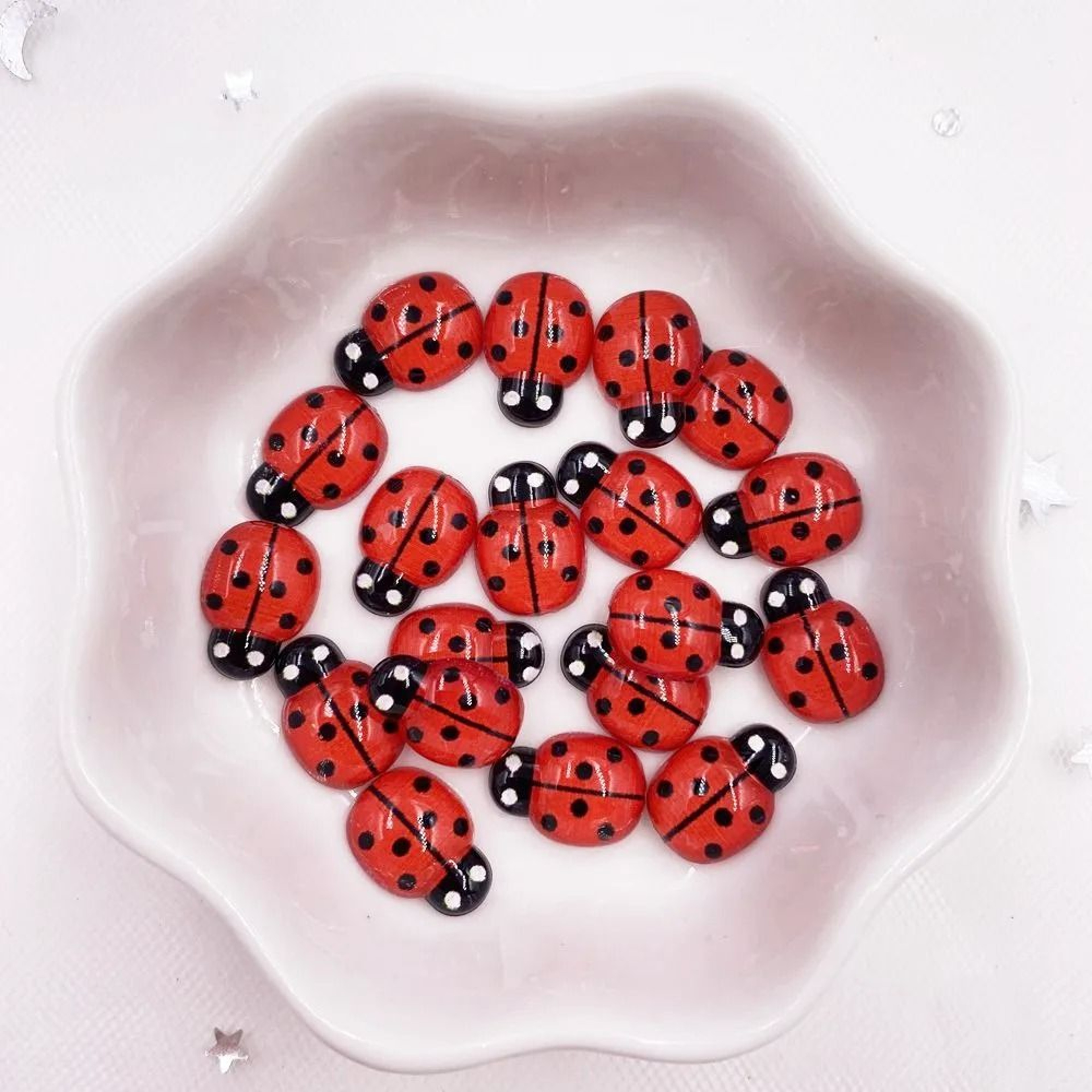 60Piece Mini Red Ladybug Flatback Cabochons 4
