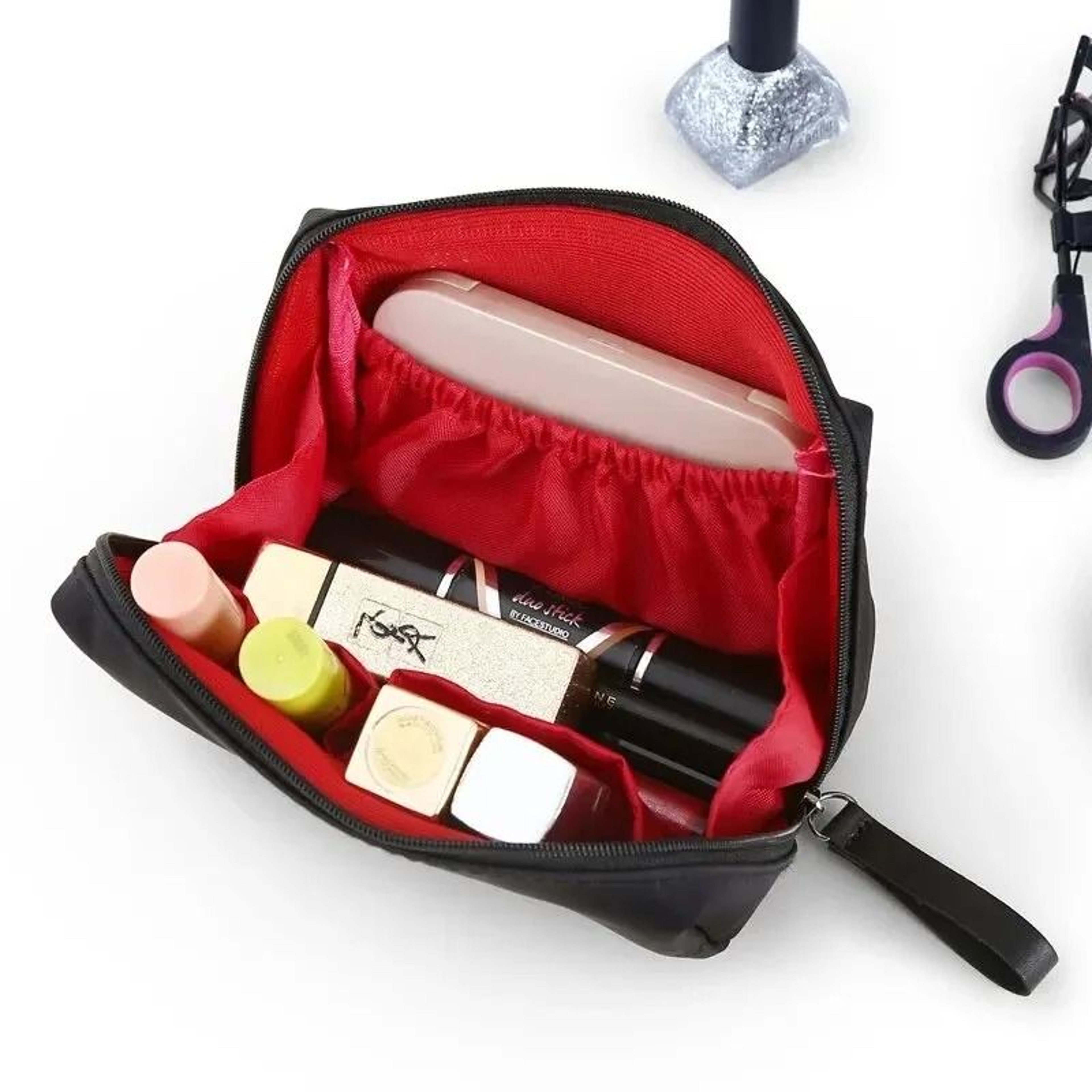 Womens Solid Color Waterproof Cosmetic Makeup Bag 4