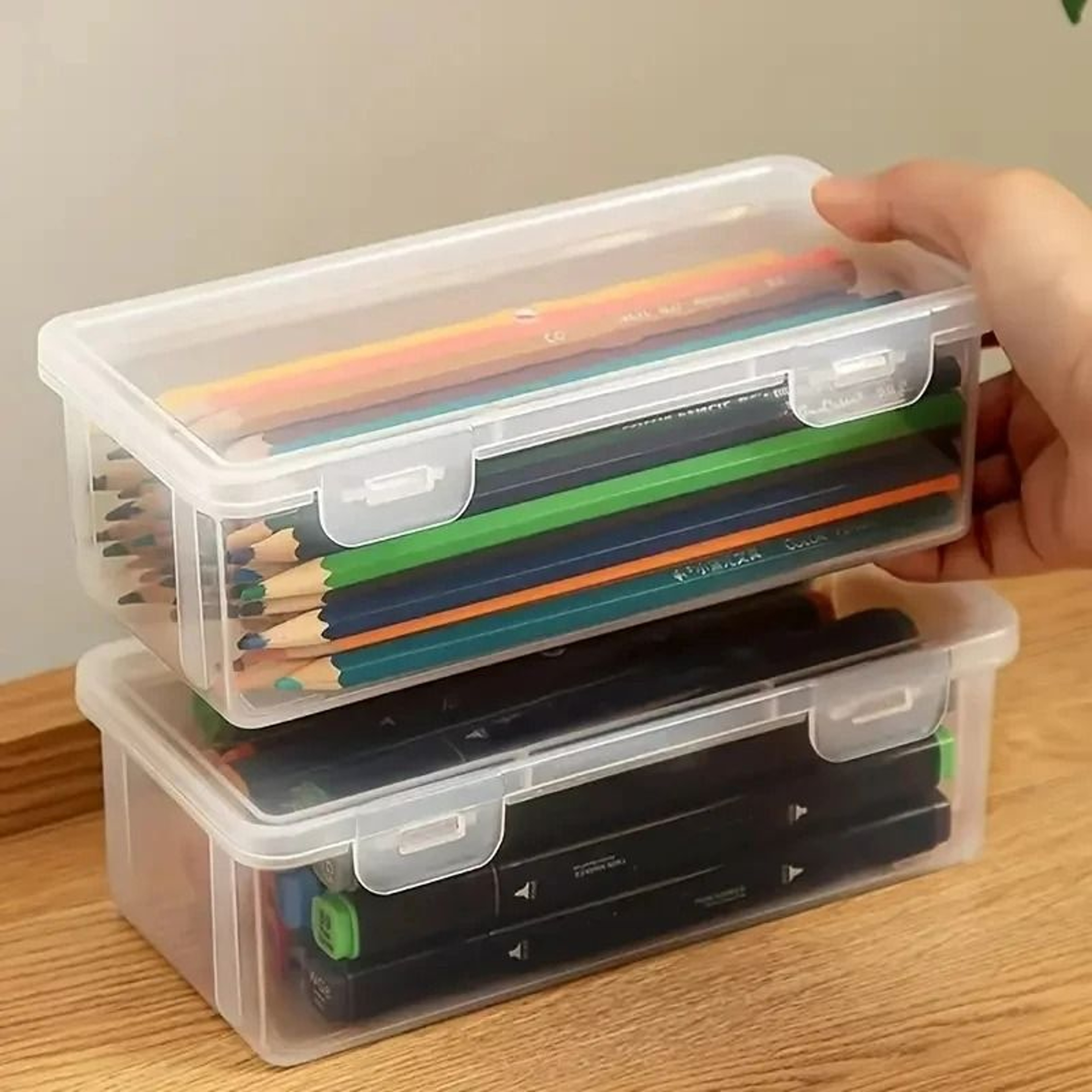 Transparent Plastic Pencil  Storage Organizer Box 0