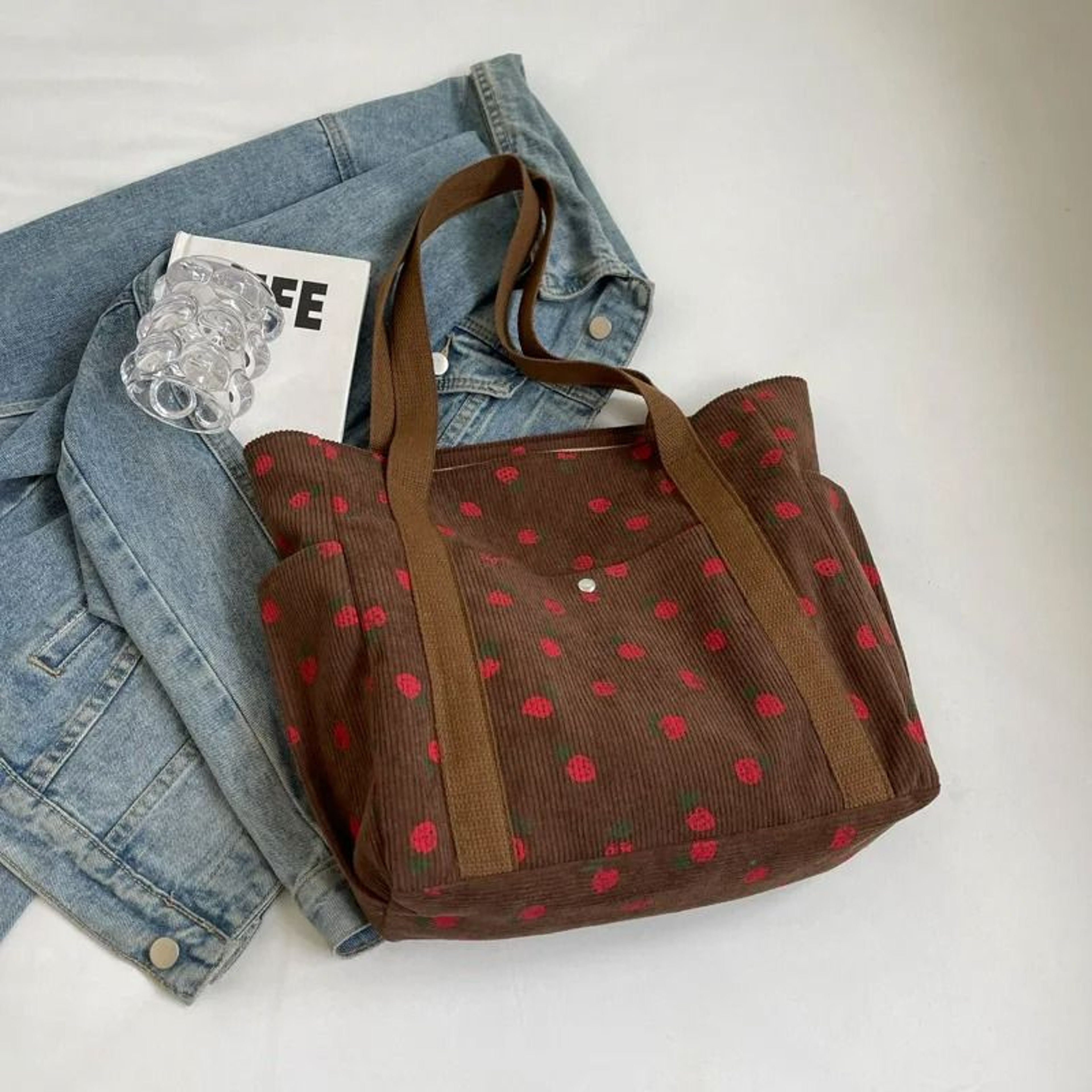 Printed Corduroy Underarm Shoulder Bag 10