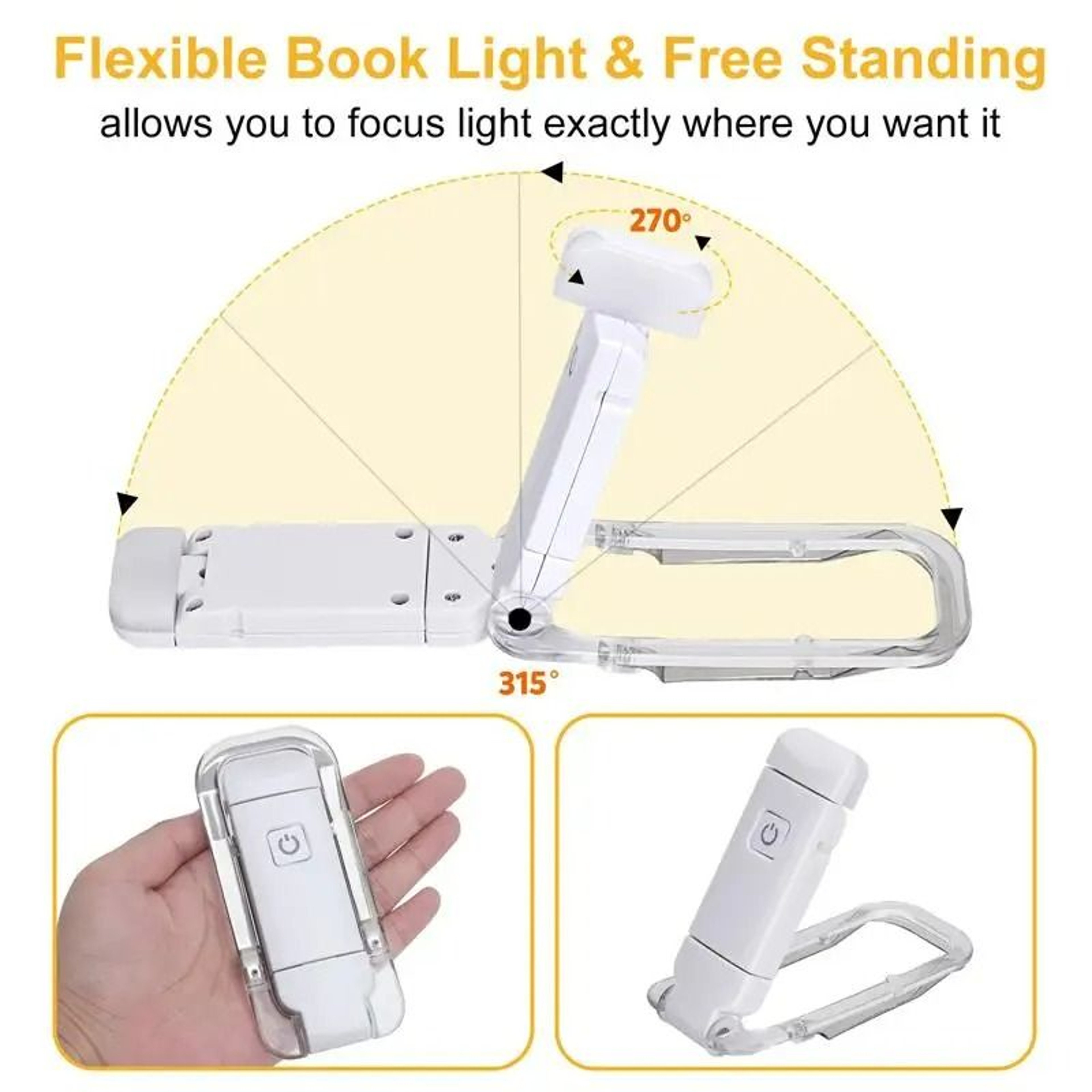 Portable USB Rechargeable ClipOn LED Book  Bookmark Light 4