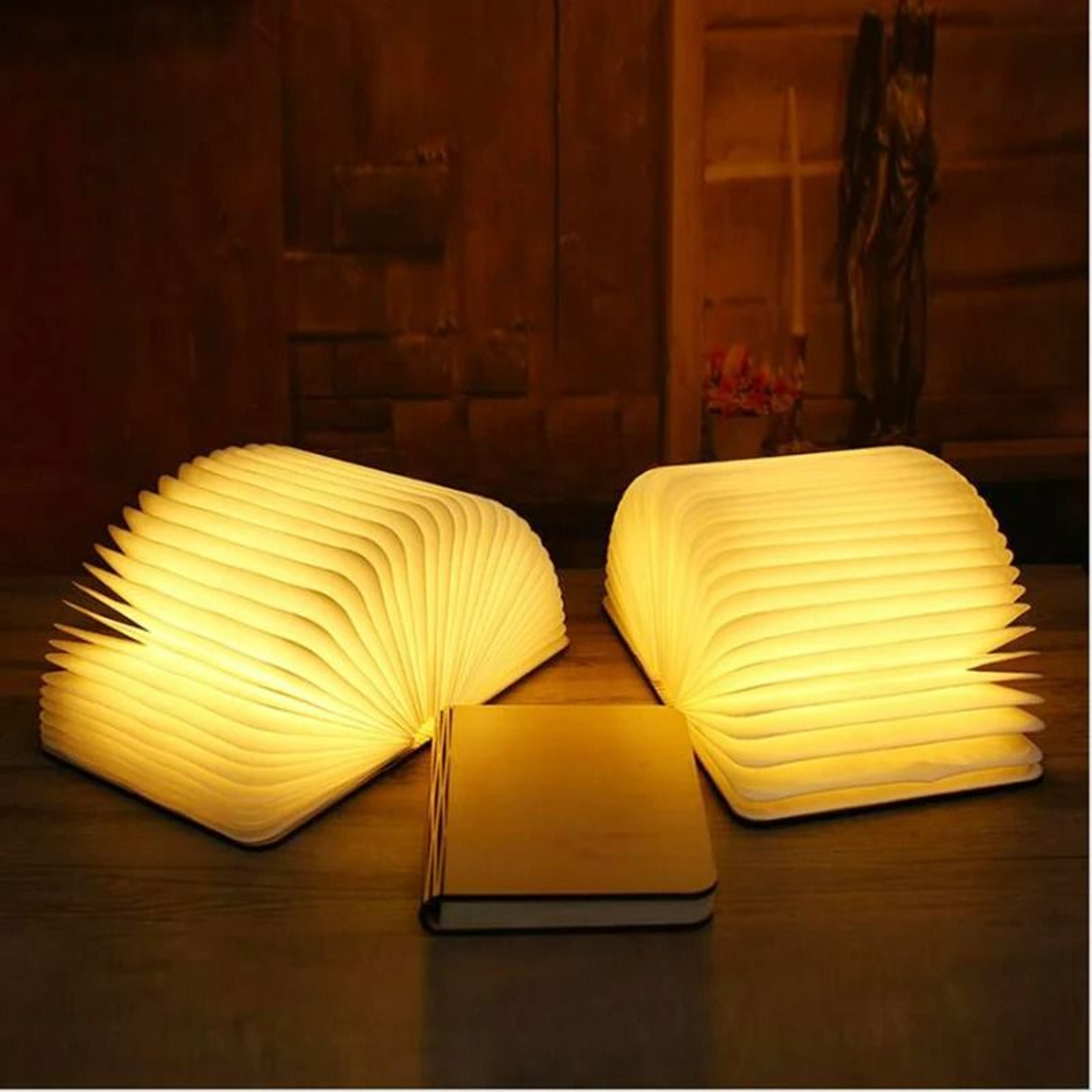 LED Wooden Foldable Book Night Light 3