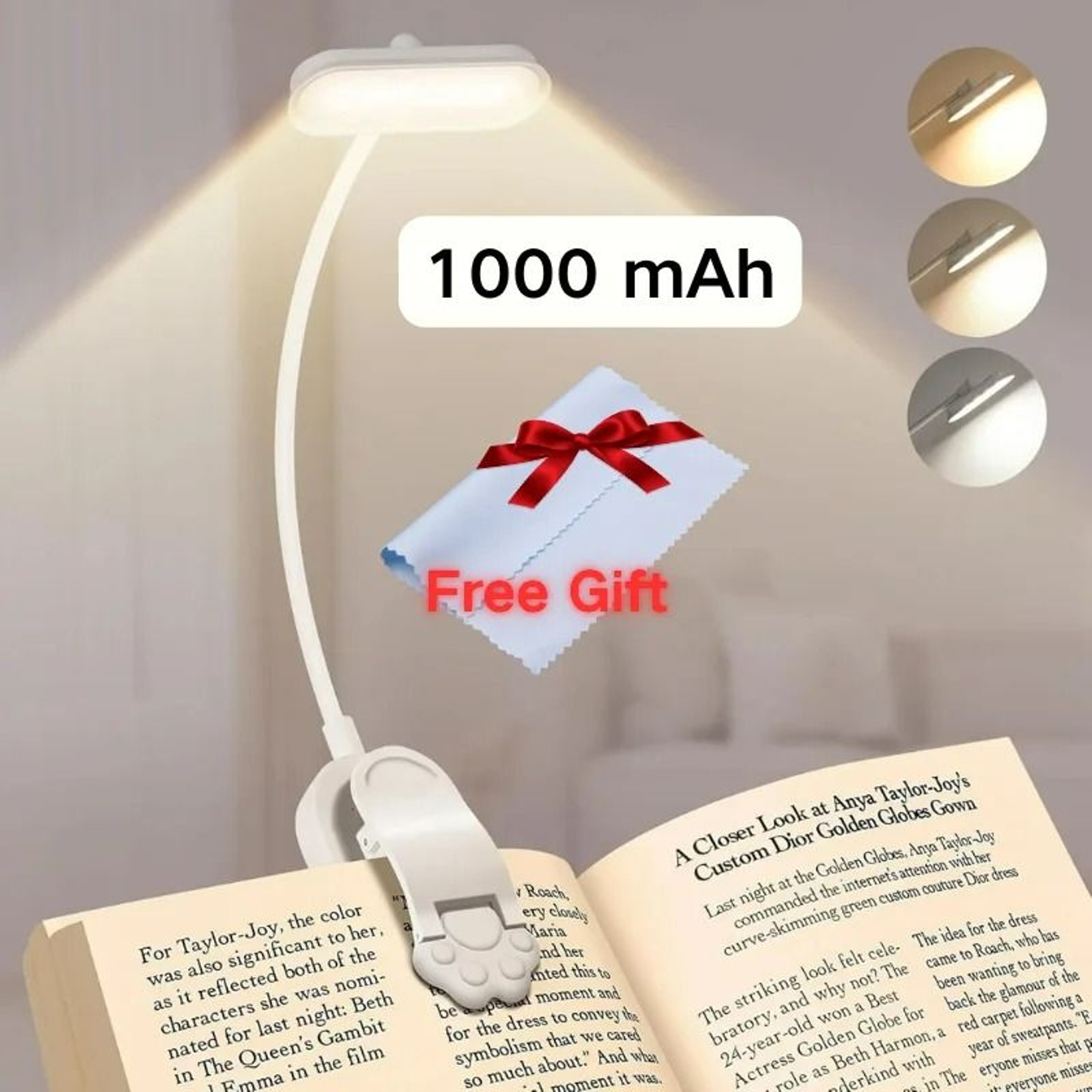 USB Rechargeable 3Level ClipOn LED Reading Light 11