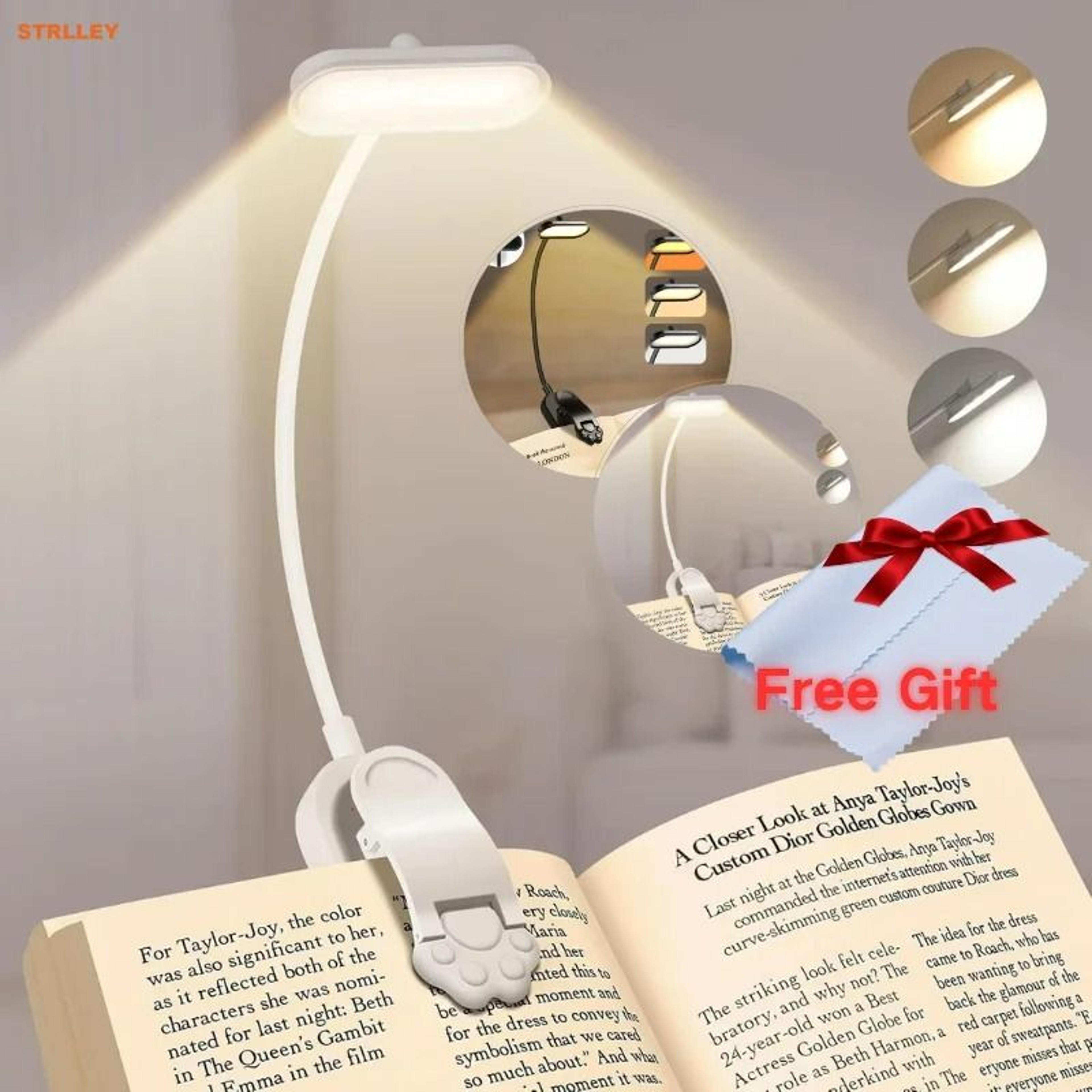 USB Rechargeable 3Level ClipOn LED Reading Light 2