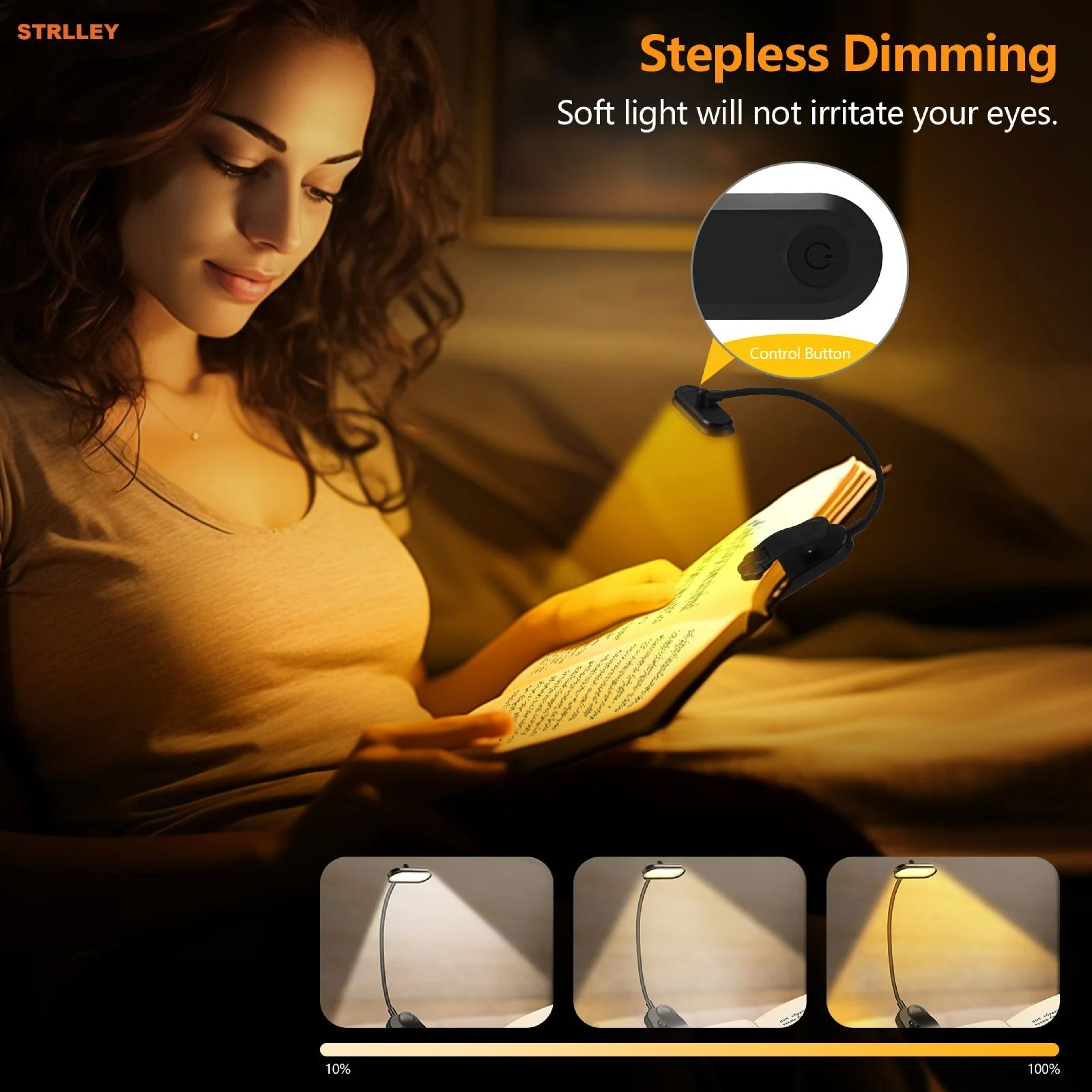 USB Rechargeable 3Level ClipOn LED Reading Light 4