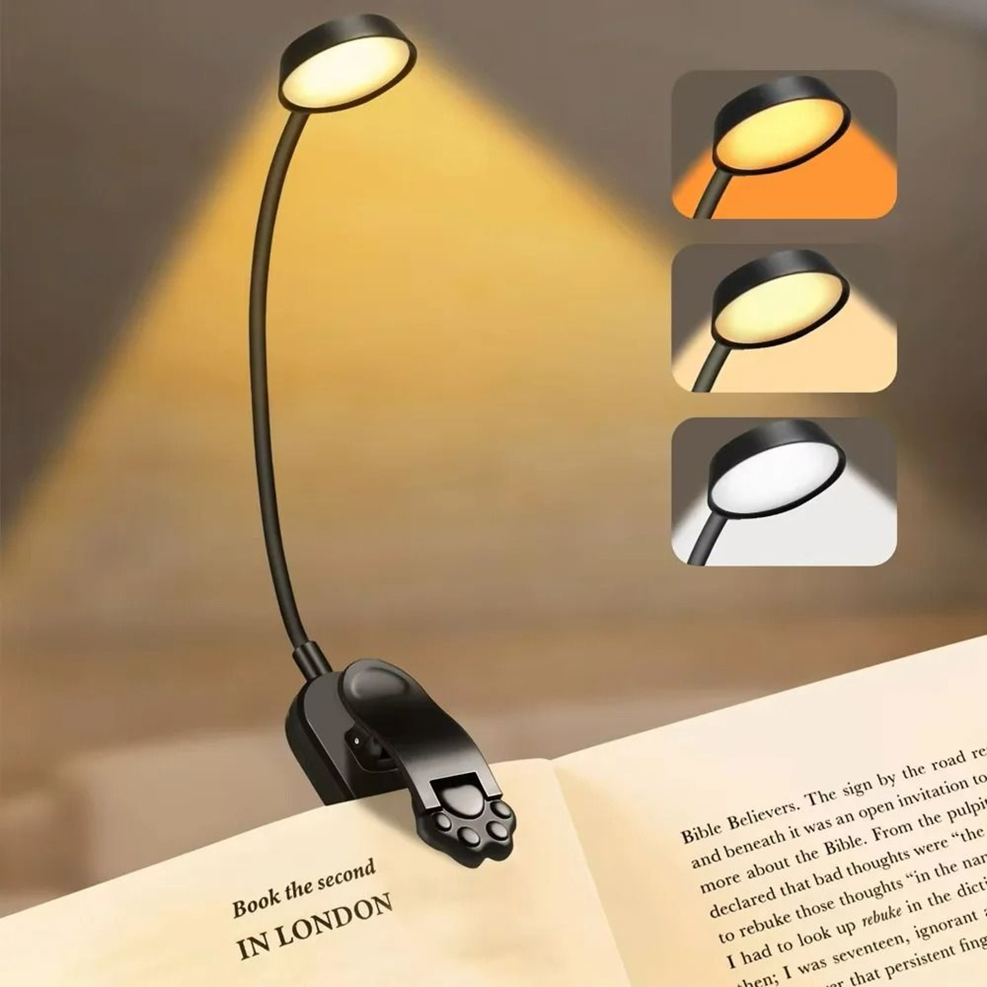 Mini USB Rechargeable ClipOn LED Book Reading Light 7