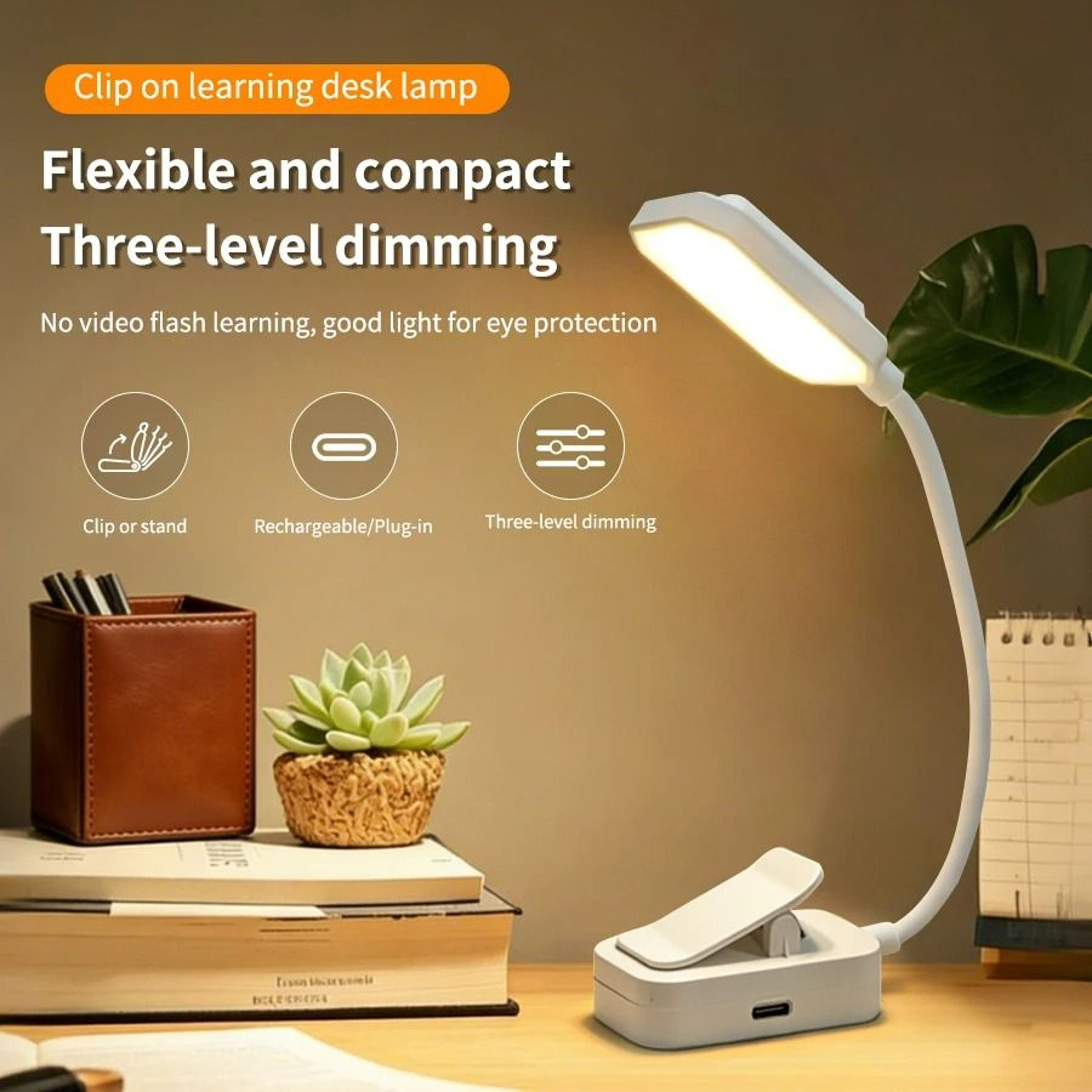 Mini LED ClipOn USB Rechargeable Reading Light 9