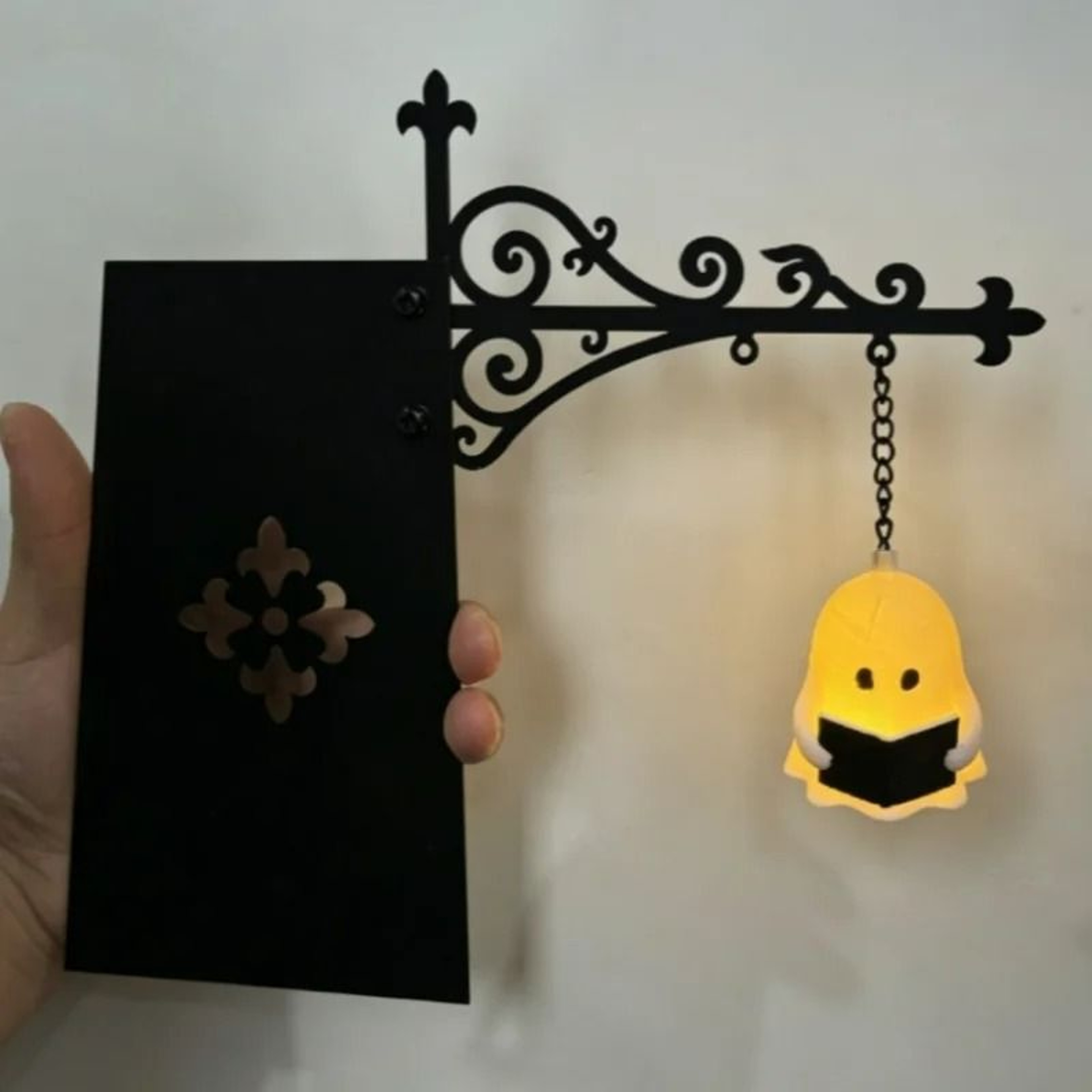 Cute Ghost Reading Book Hanging LED Lamp 0
