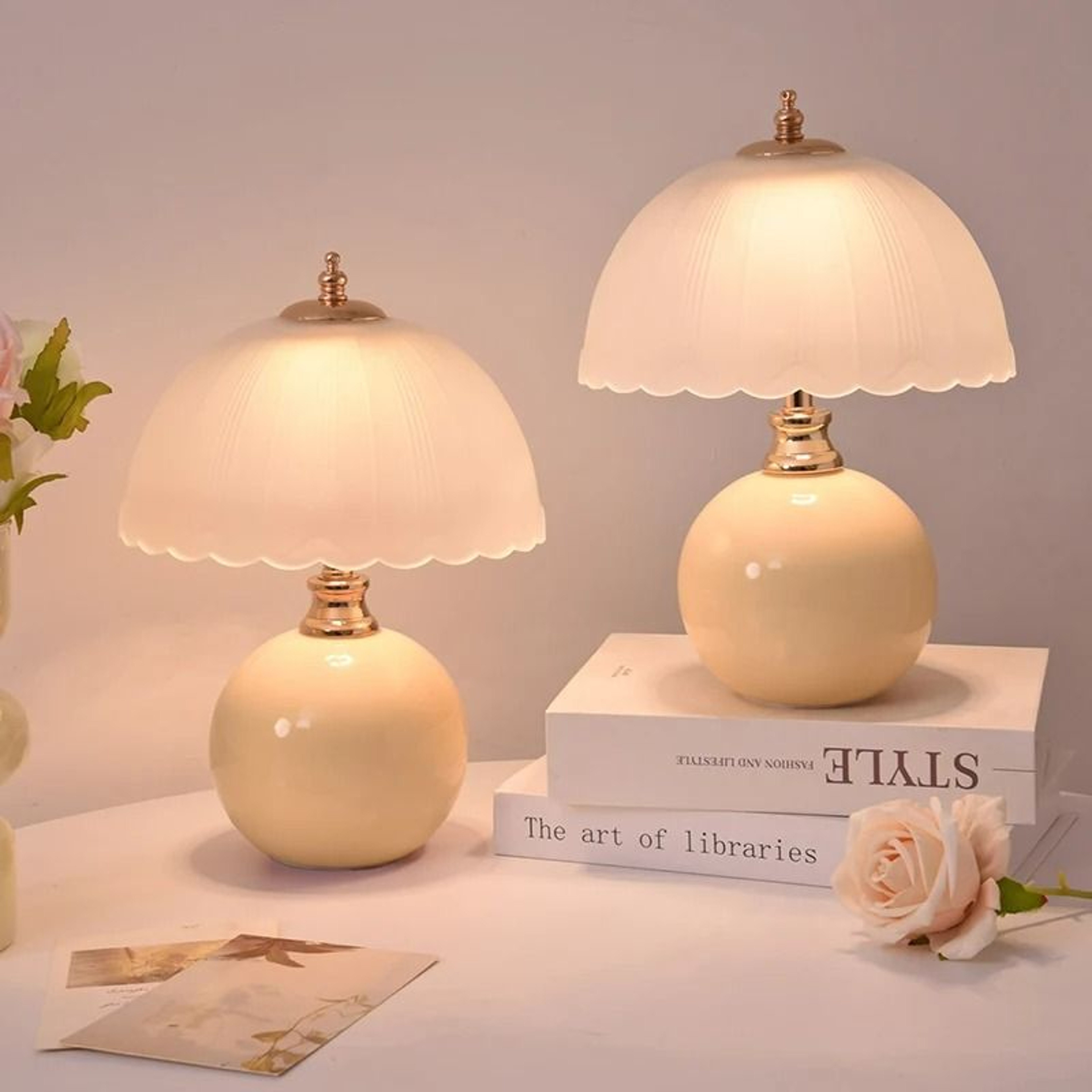Modern Ceramic Table Lamp With Glass Shade 0