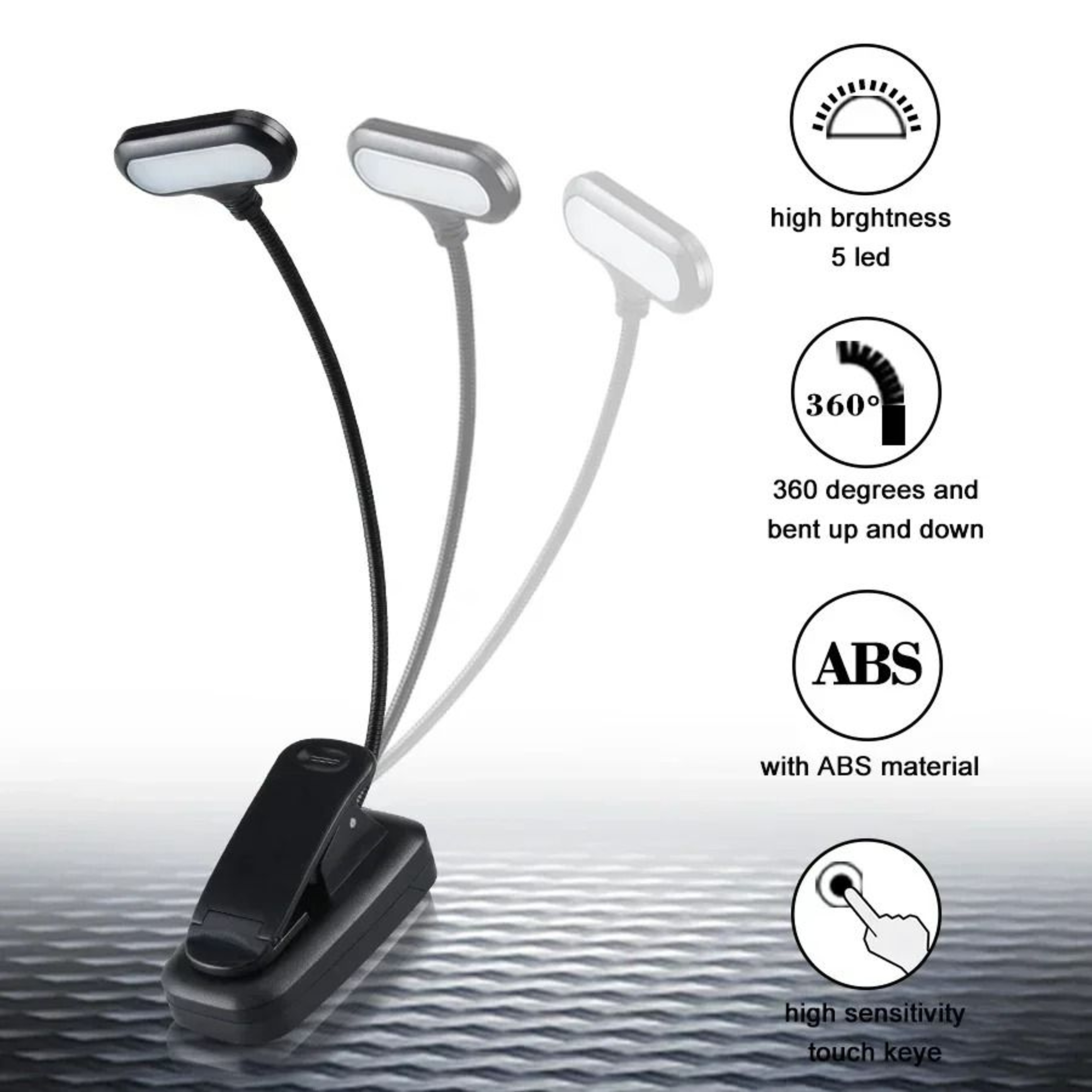 Mini BatteryPowered ClipOn LED Table  Book Lamp 1