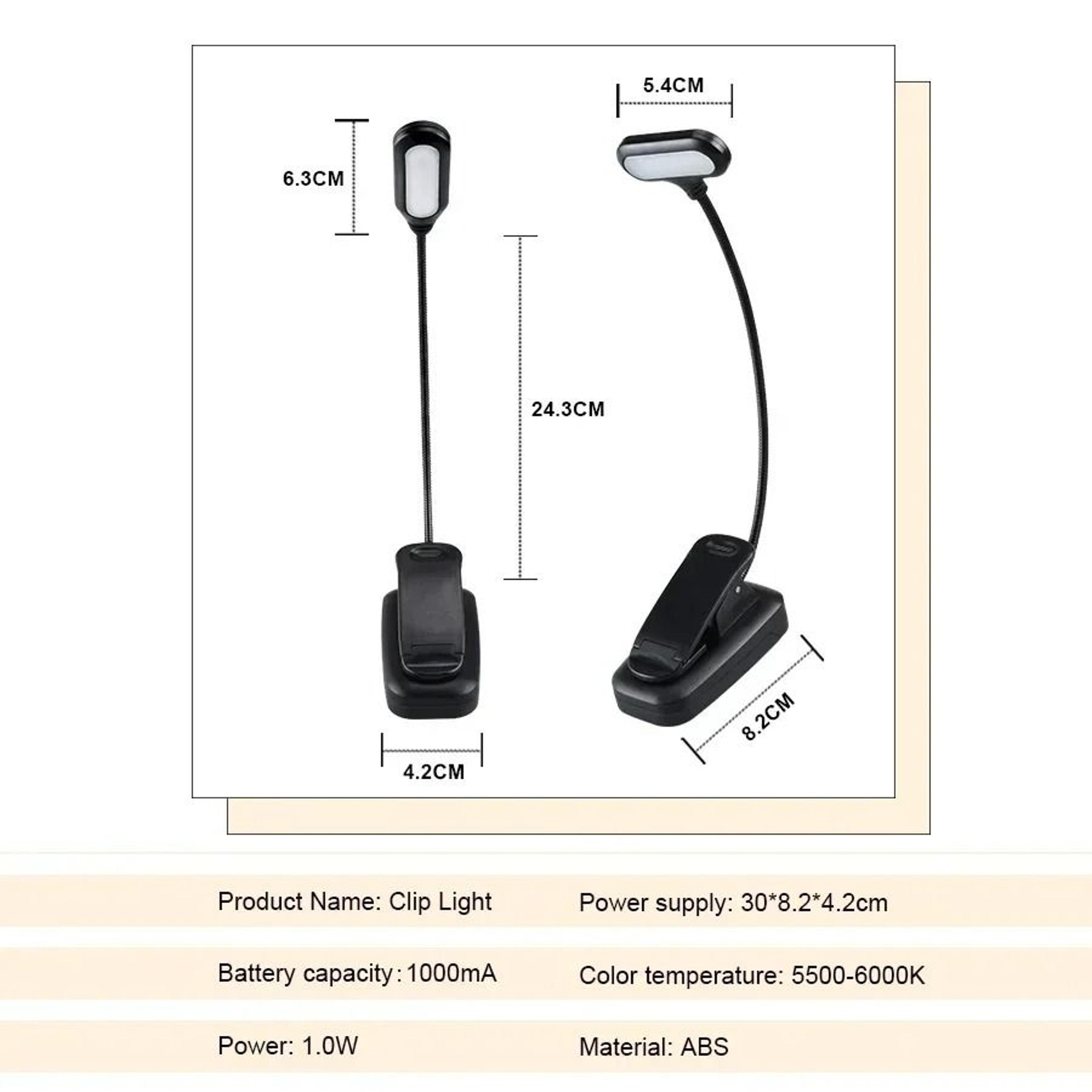 Mini Portable ClipOn LED Book  Study Night Light 5