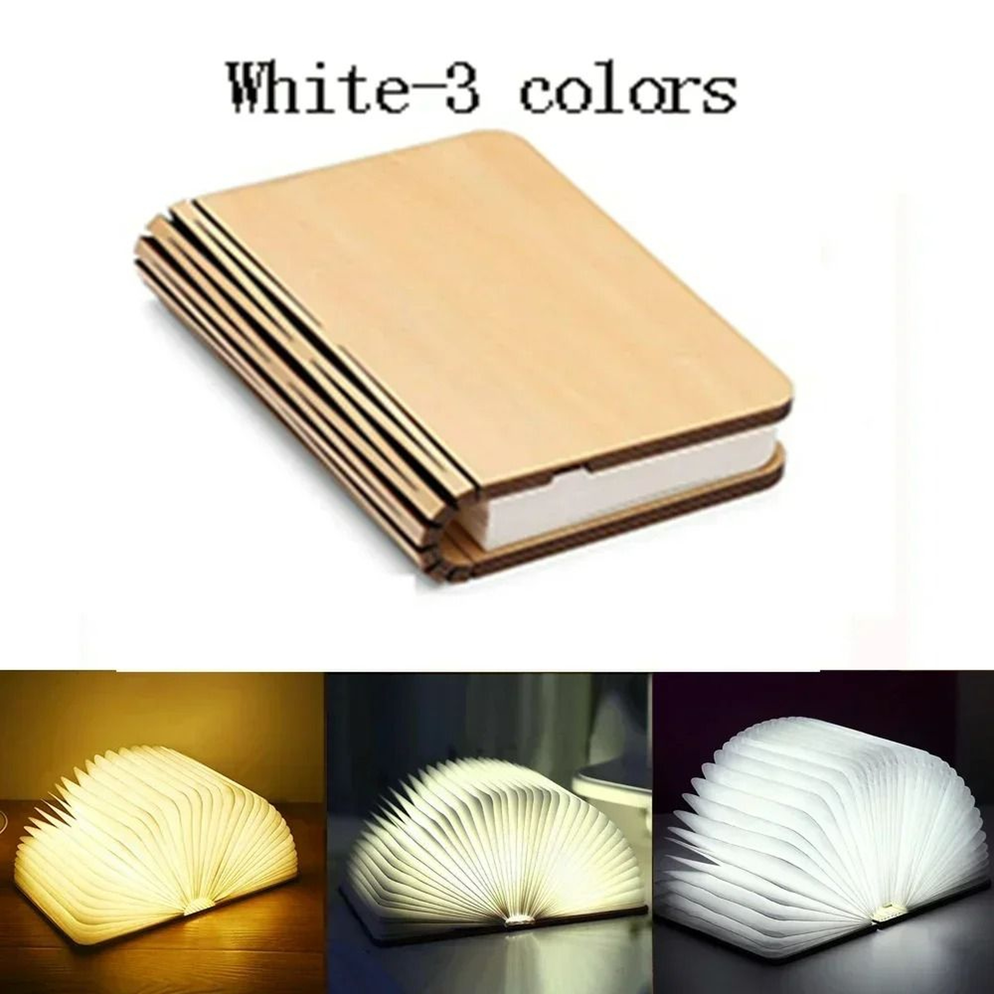 3D Folding Creative Wooden Book LED Night Light 10