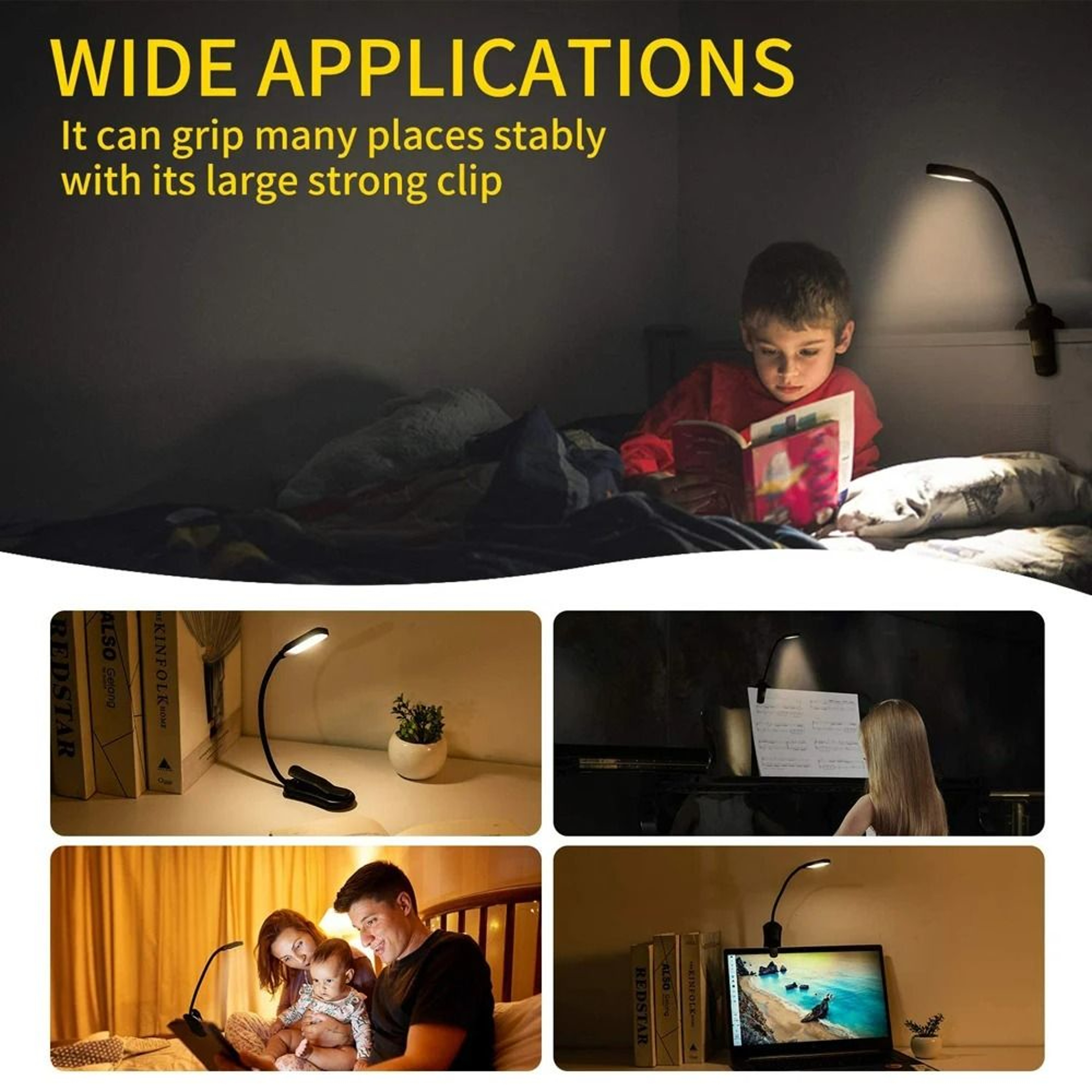 Mini 7 LED Rechargeable ClipOn Reading Light 6