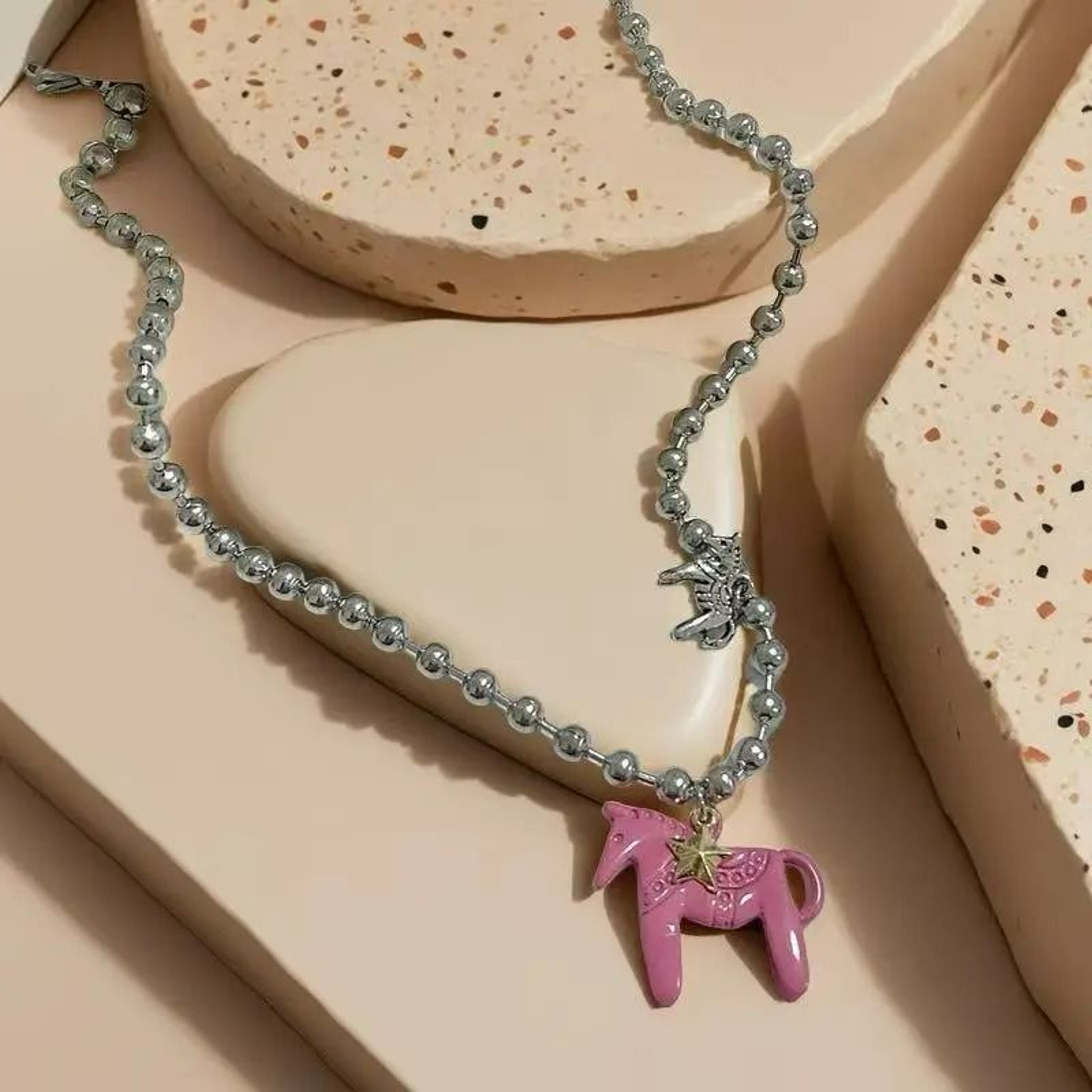 Colorful Enamel Colt Horse Pendant Necklace 6