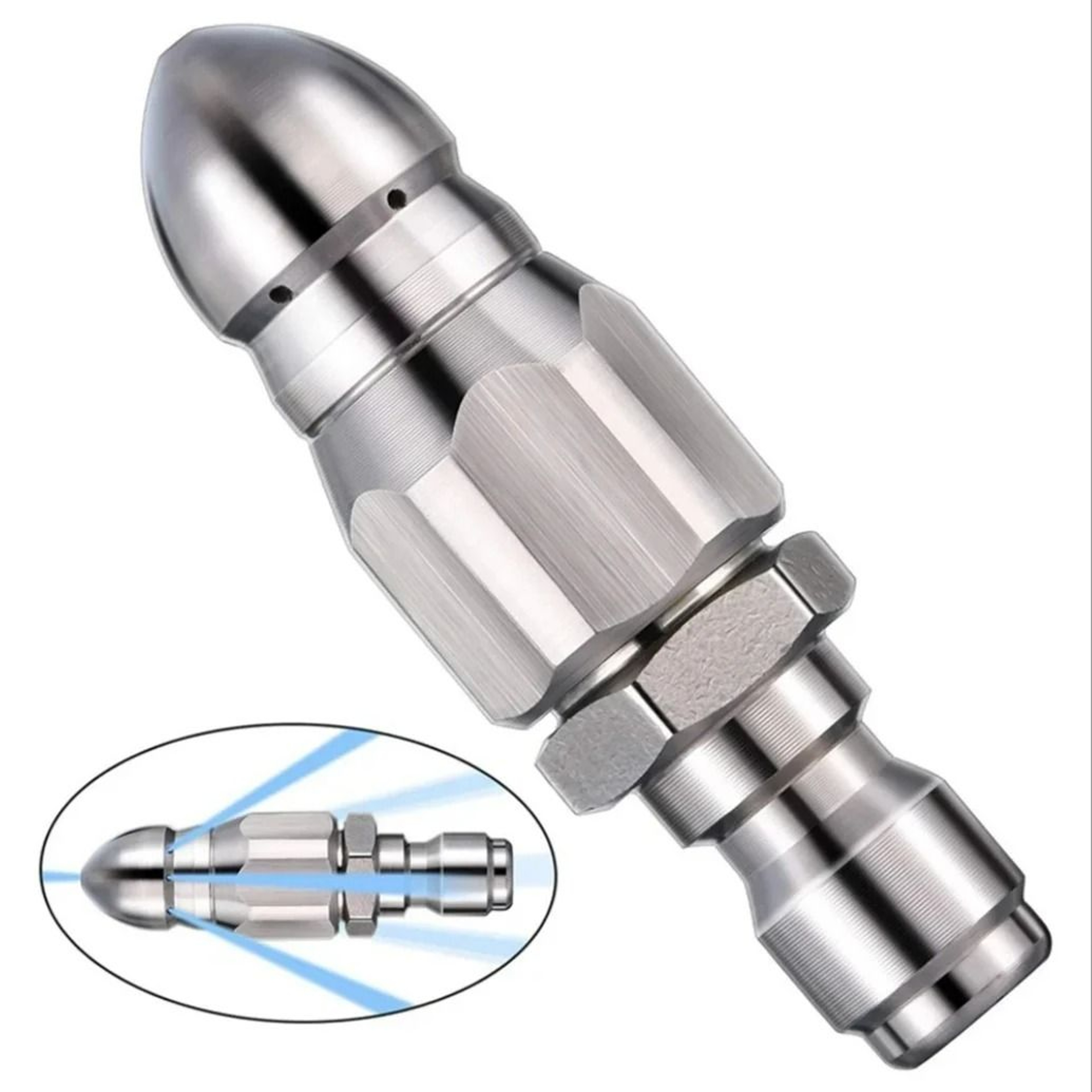 Stainless Steel HighPressure Sewer Jetter Hose Nozzle 1