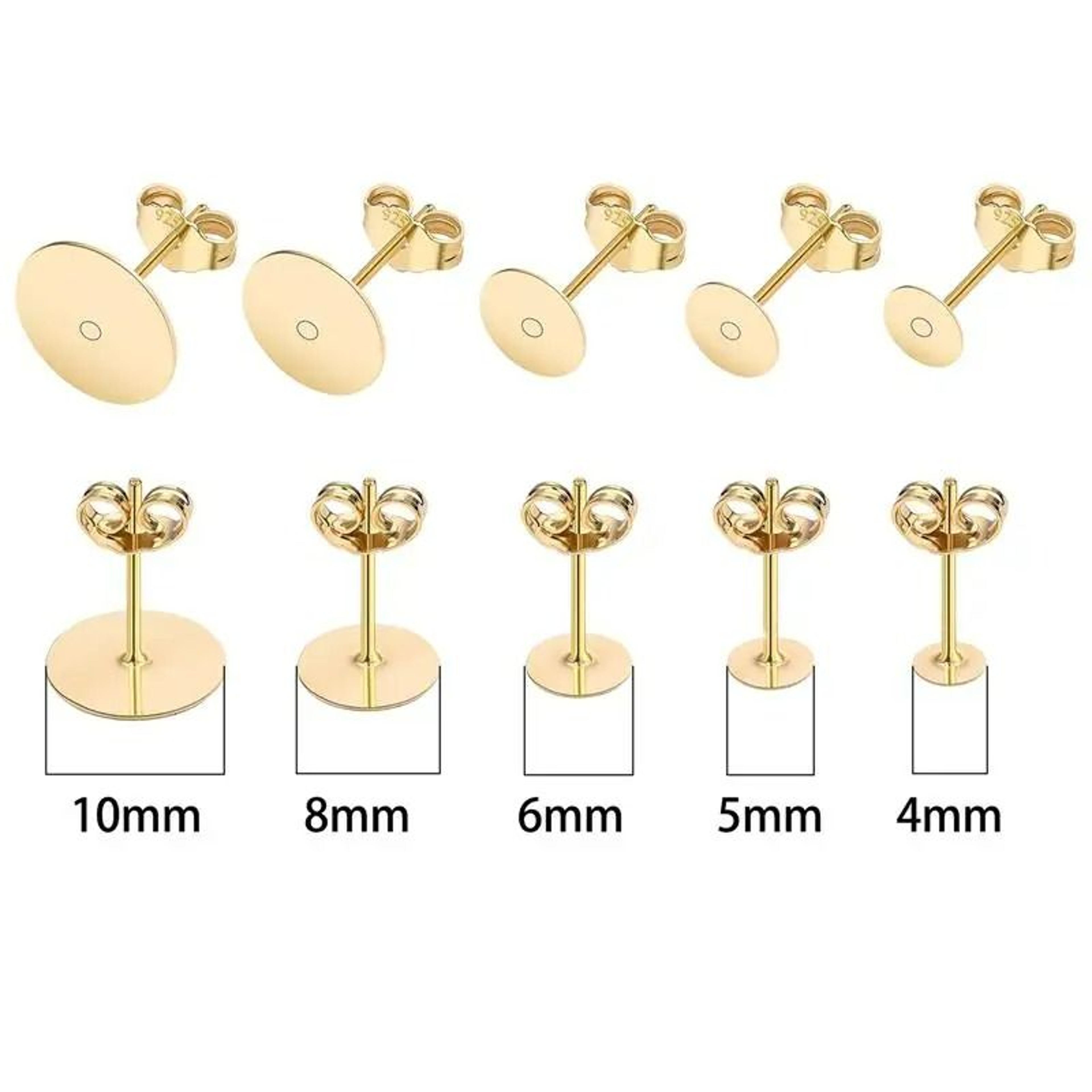 50Piece 925 SilverPlated Blank Post Earring Studs With Earring Backs 6