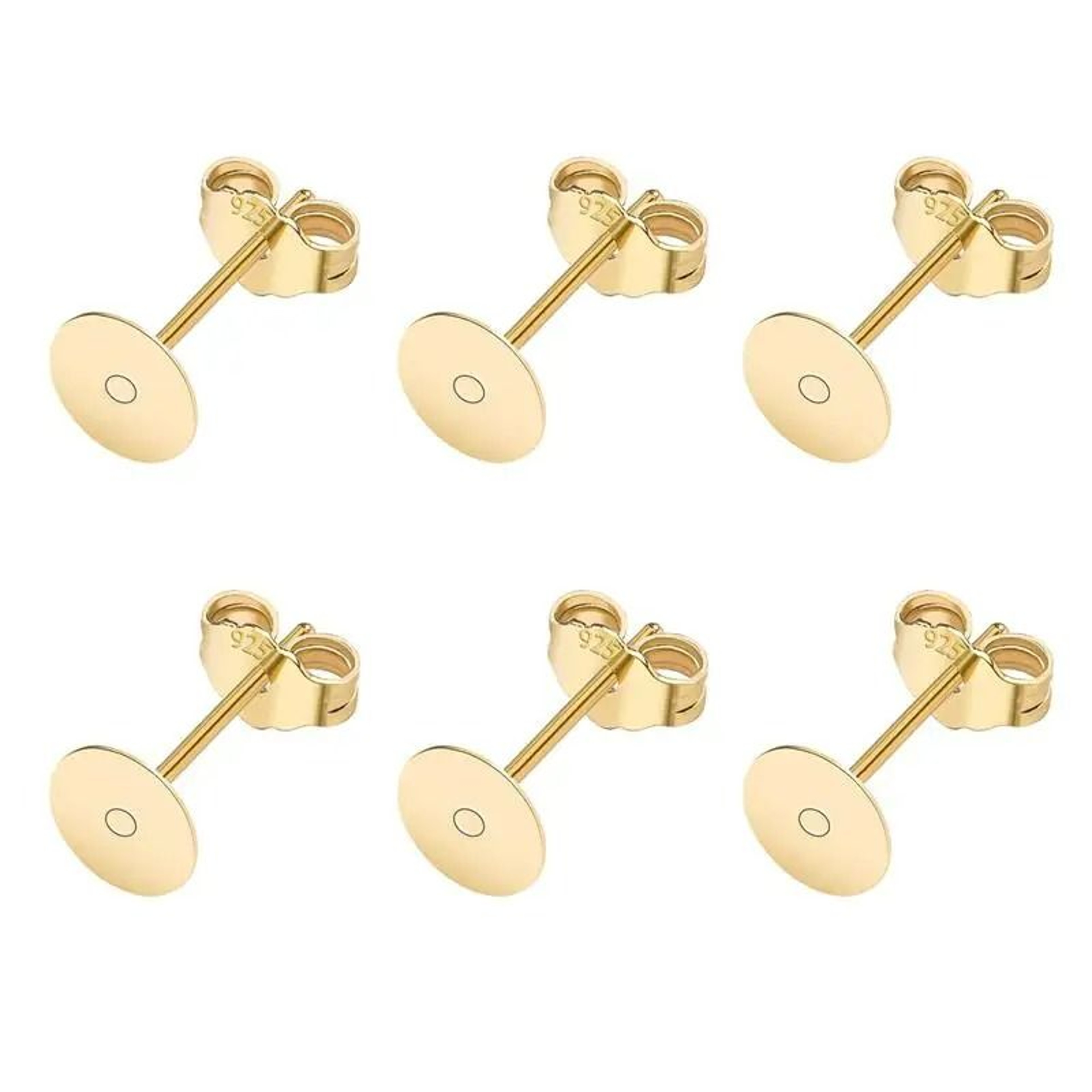 50Piece 925 SilverPlated Blank Post Earring Studs With Earring Backs 7