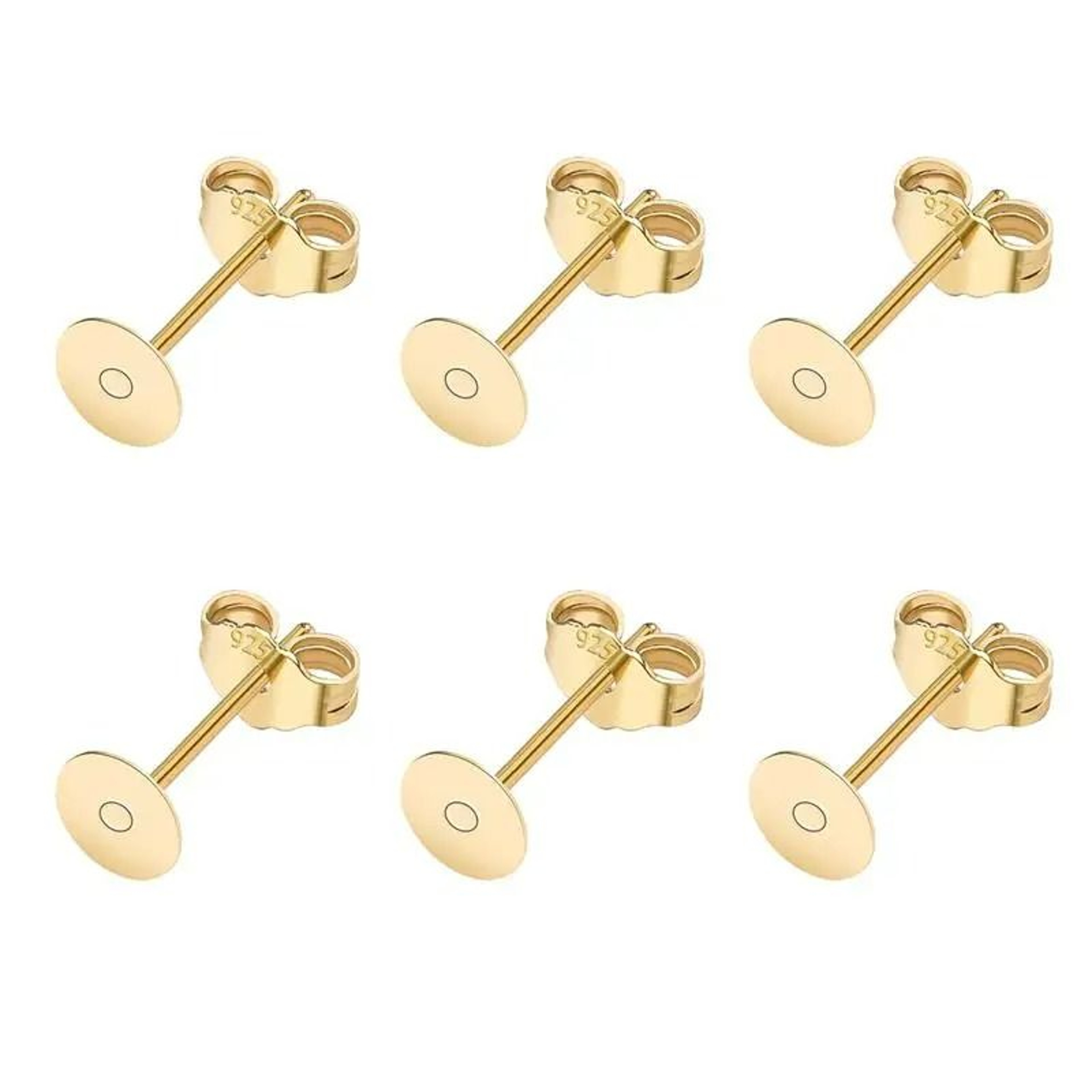 50Piece 925 SilverPlated Blank Post Earring Studs With Earring Backs 8