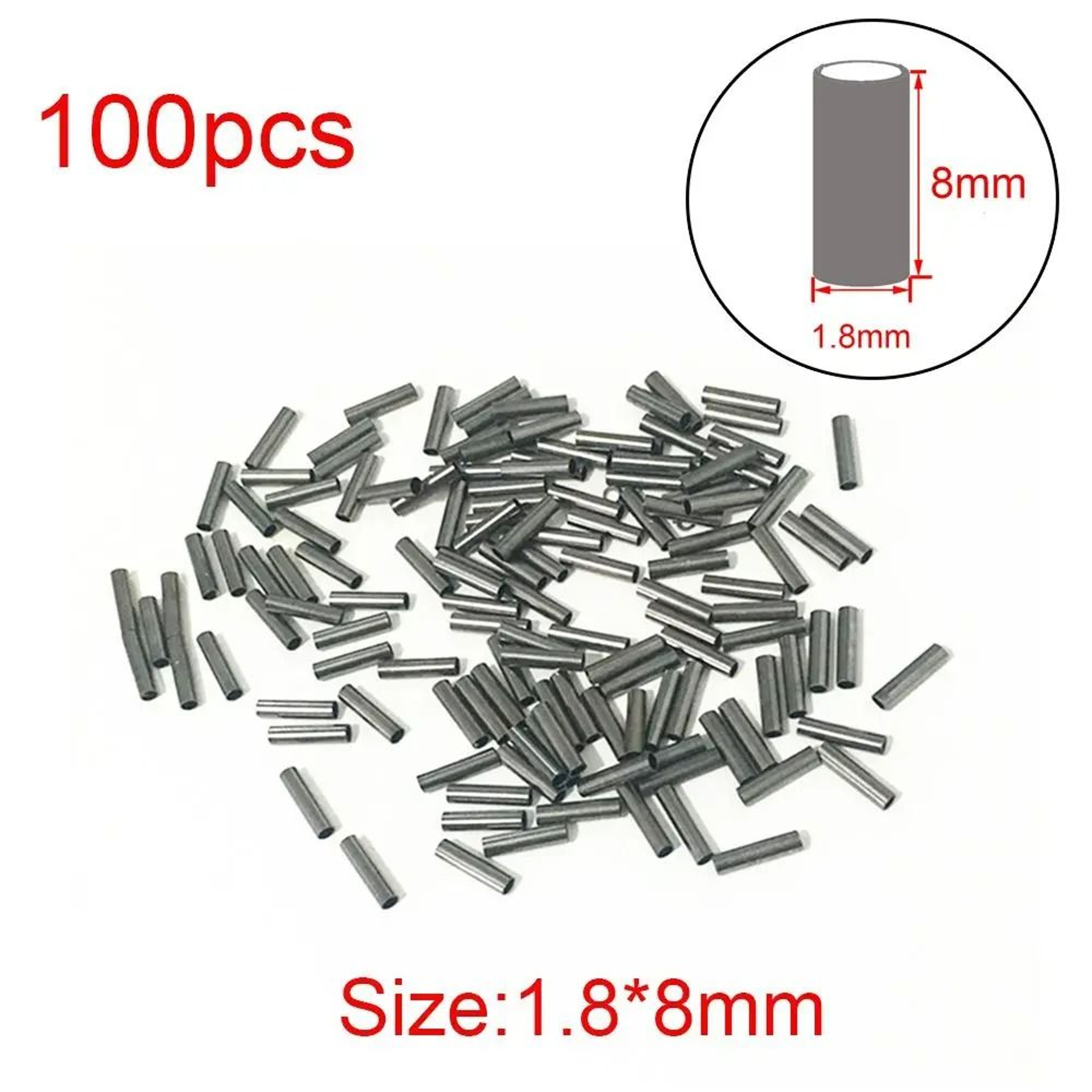 100Piece Fishing Line Copper  Aluminum Crimp Sleeves 11
