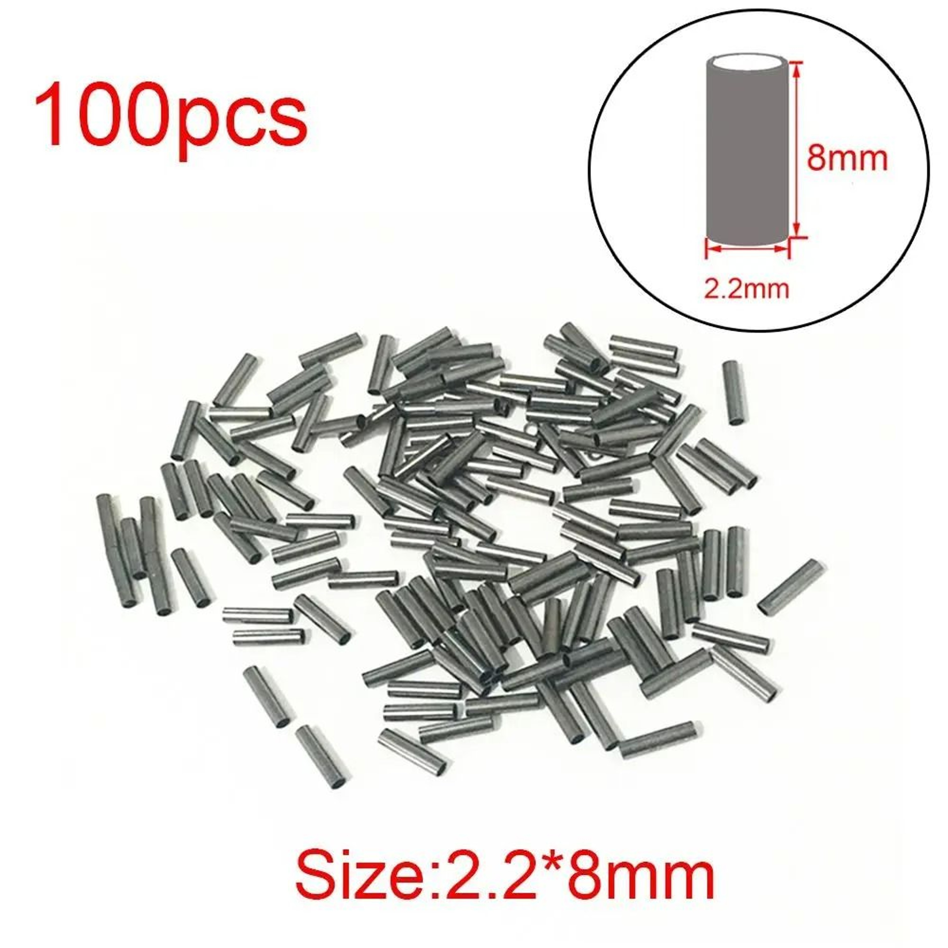 100Piece Fishing Line Copper  Aluminum Crimp Sleeves 13