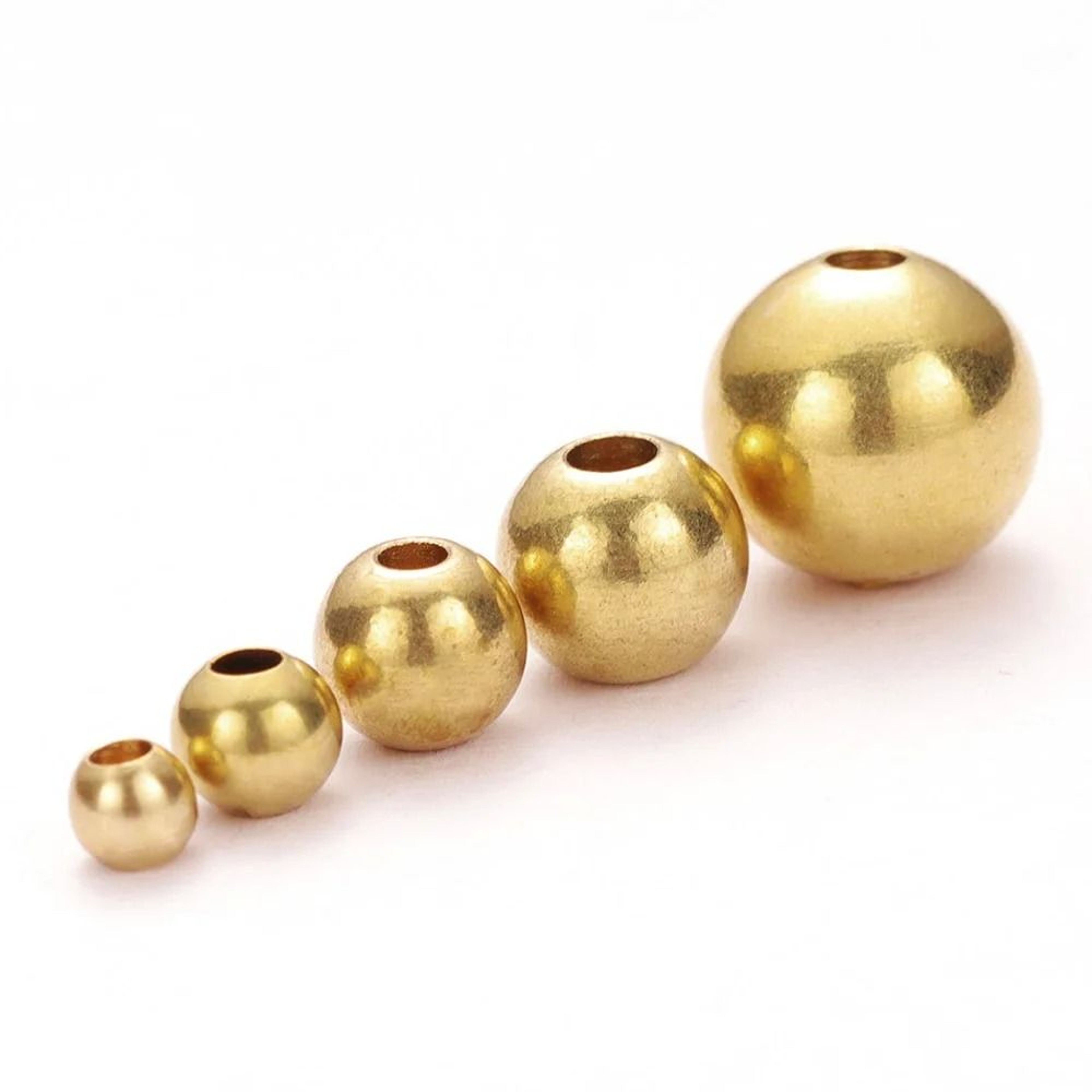 50Piece Raw Brass Round Ball Loose Spacer Beads 4