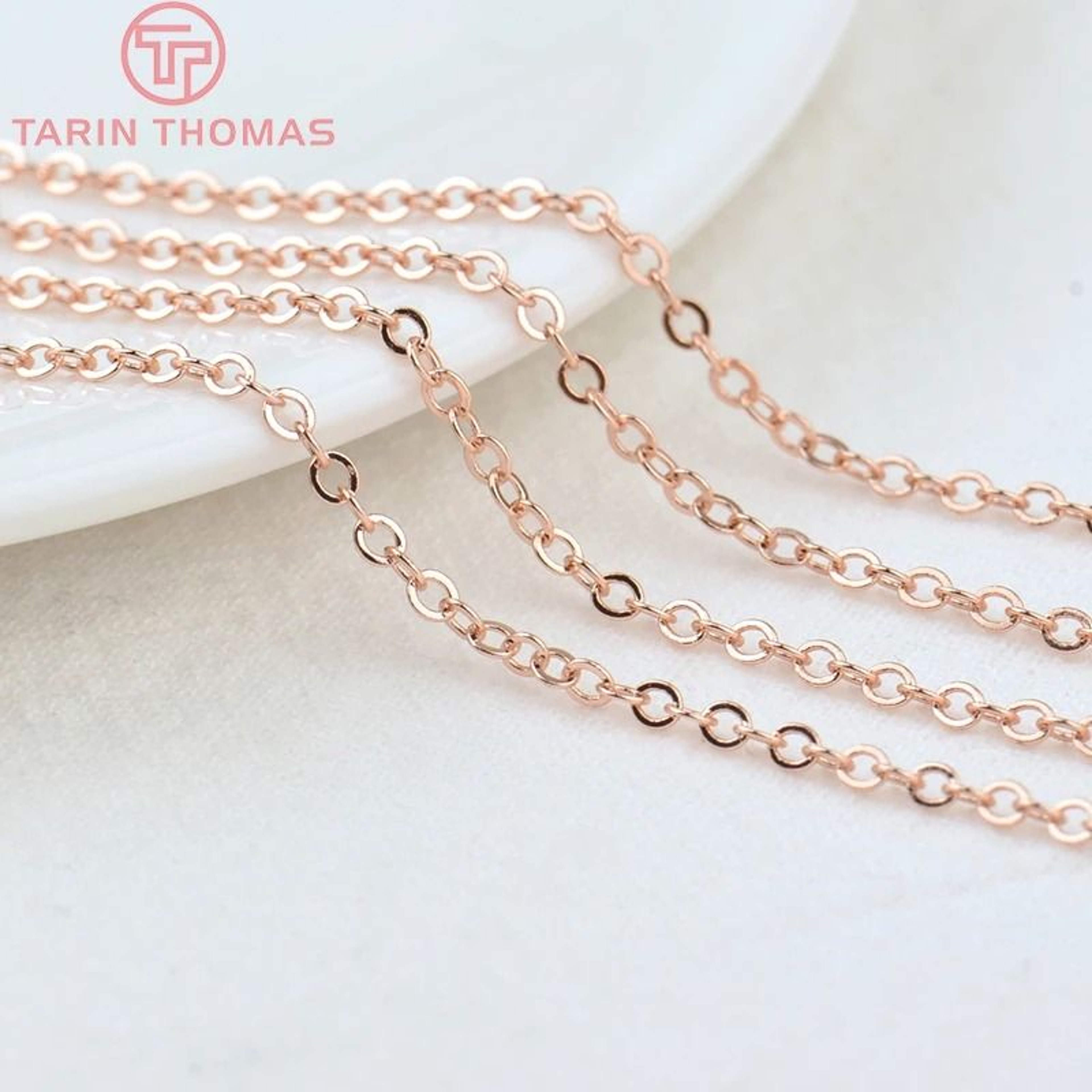 24K Gold Plated Brass Flat Oval Jewelry Chain 9
