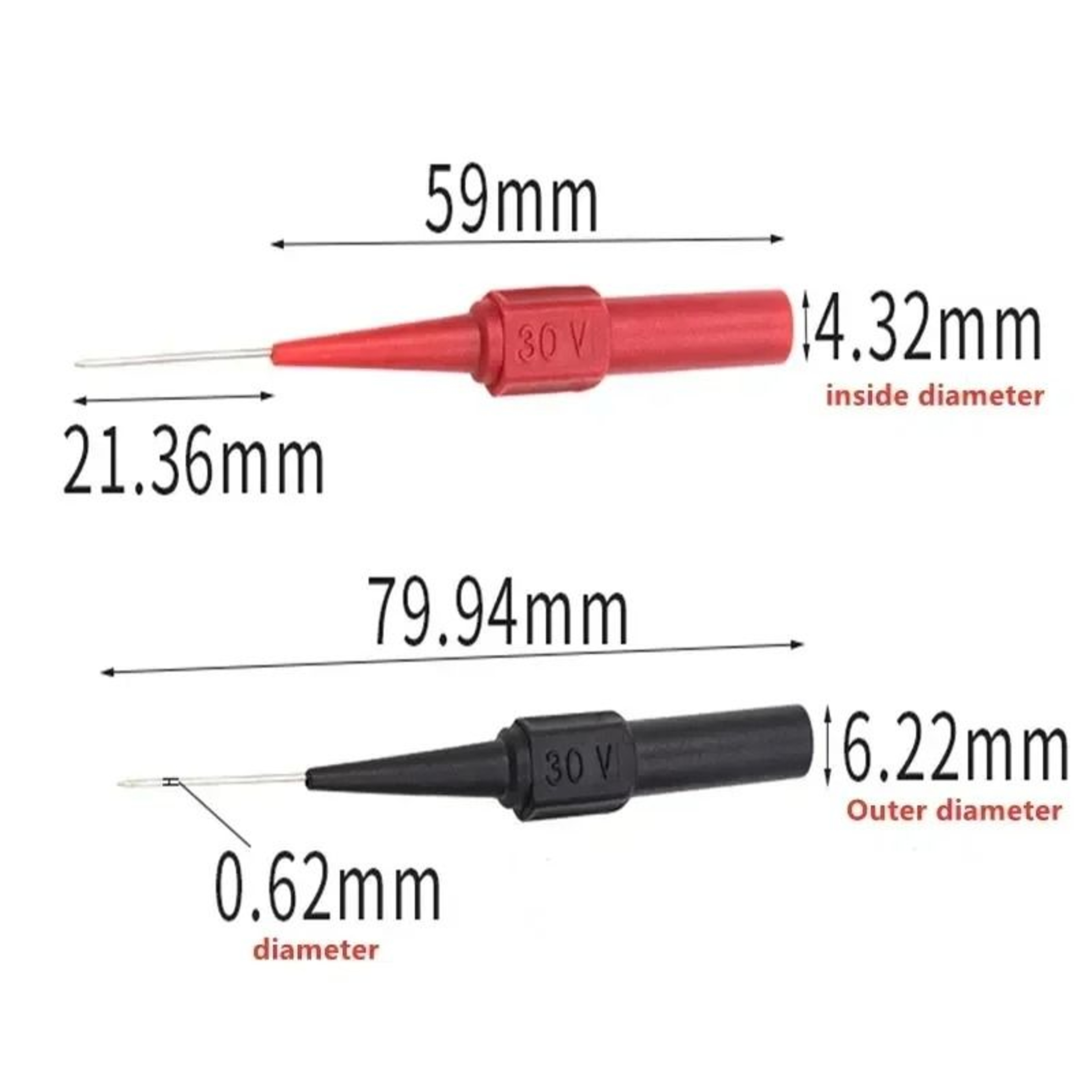 Back Piercing Multimeter Test Needle Probes Pair 4
