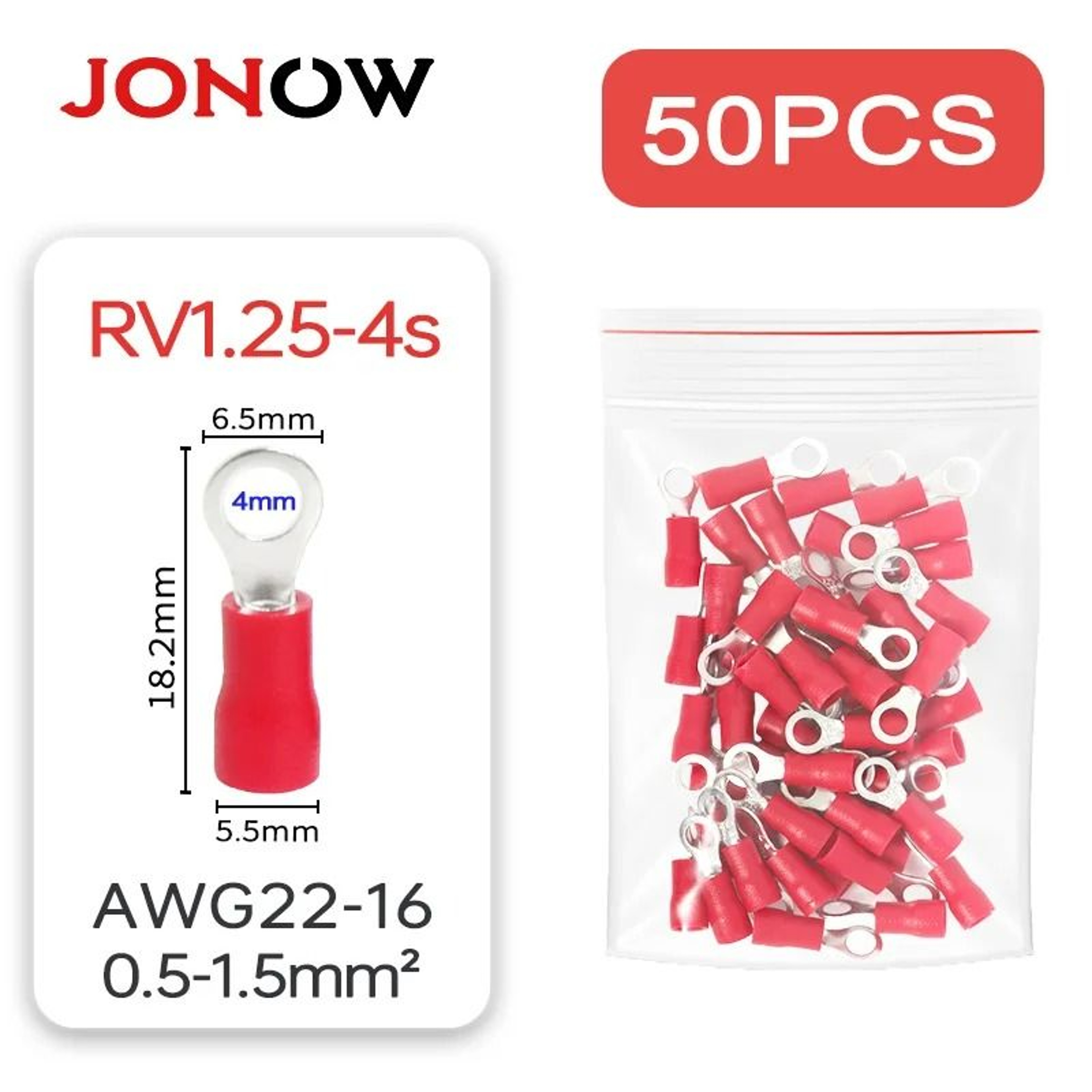 Insulated Ring Crimp Wire Terminals (50 Pcs) – view 9