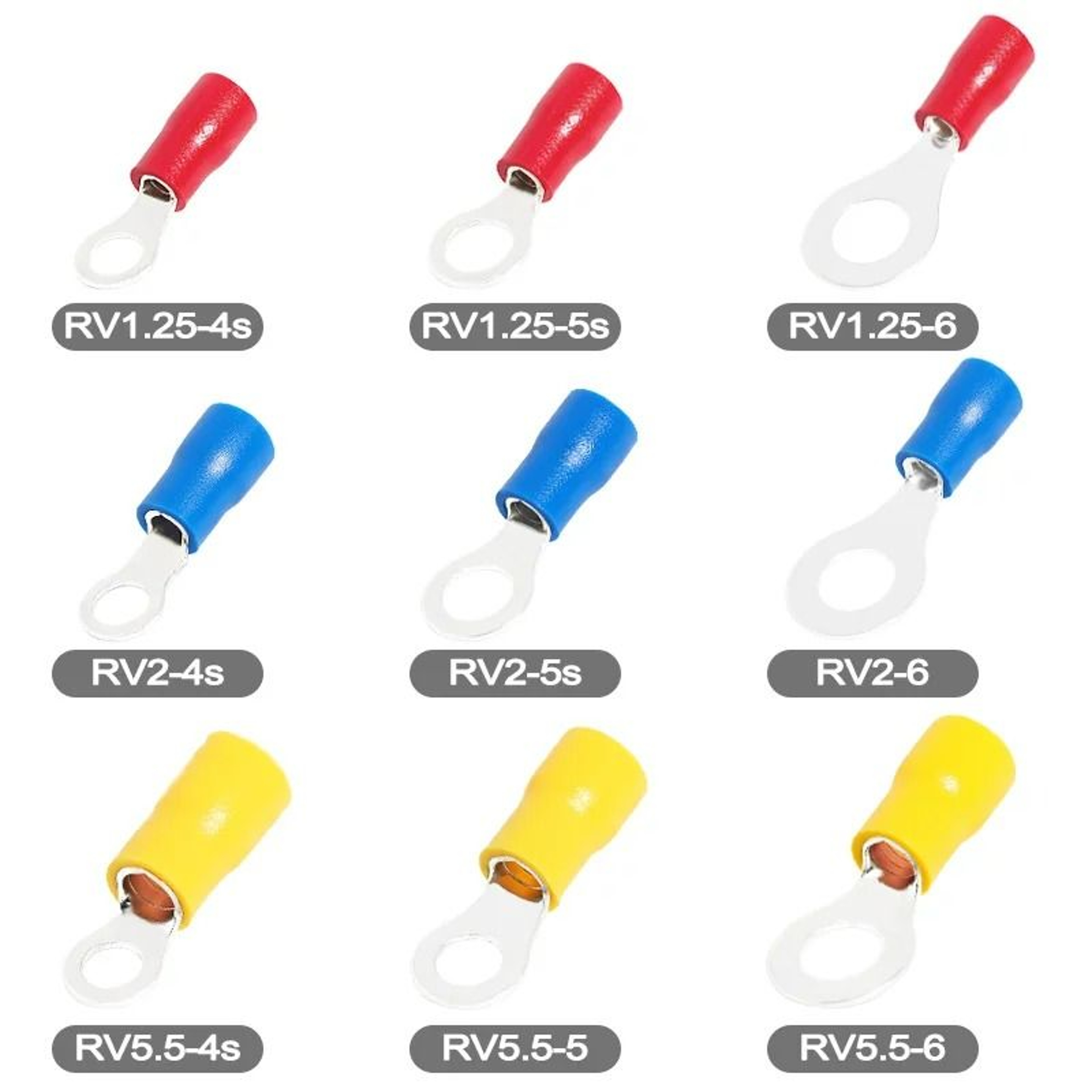 Insulated Ring Crimp Wire Terminals 50 Pcs 5