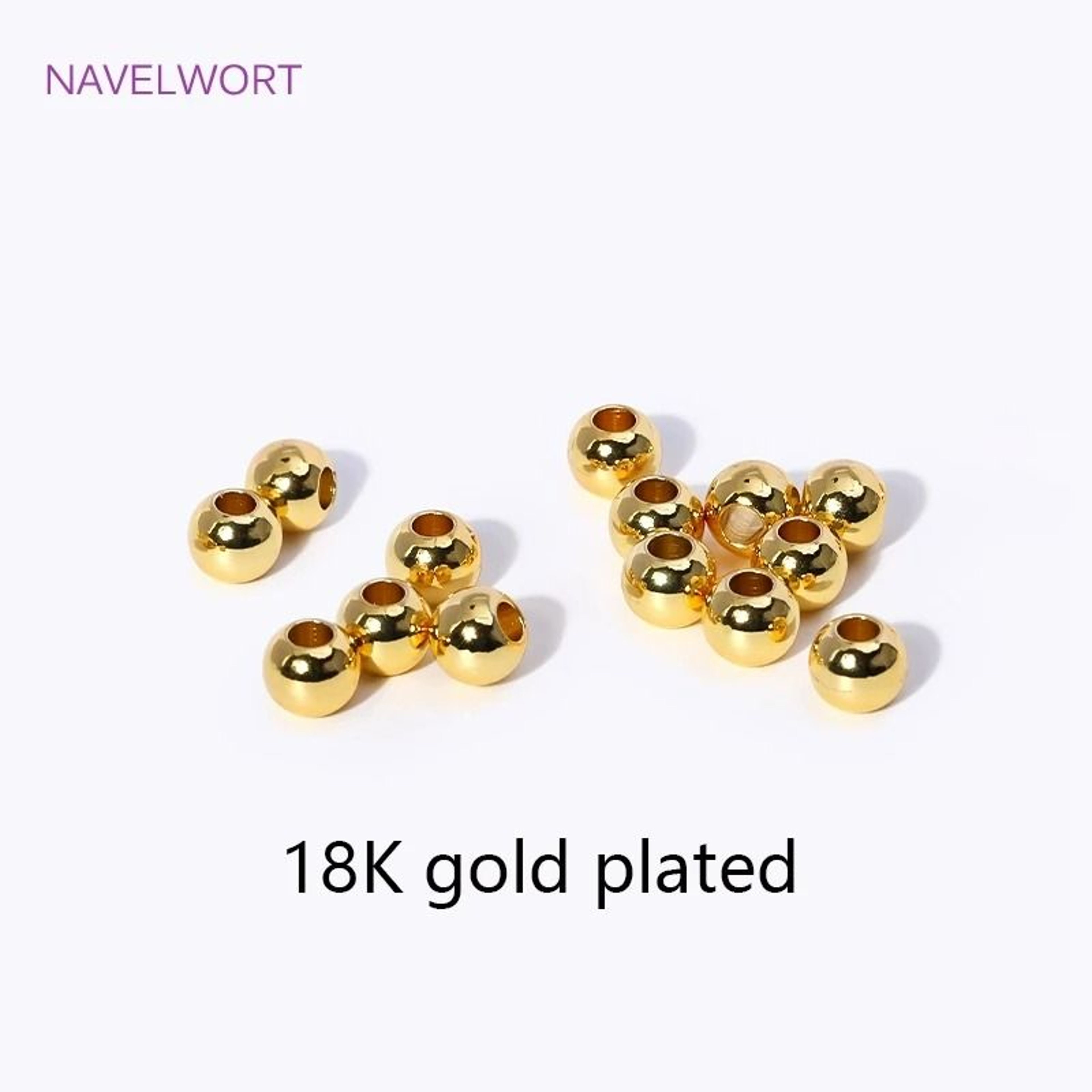 18K Gold Plated Brass Round Spacer Beads 8