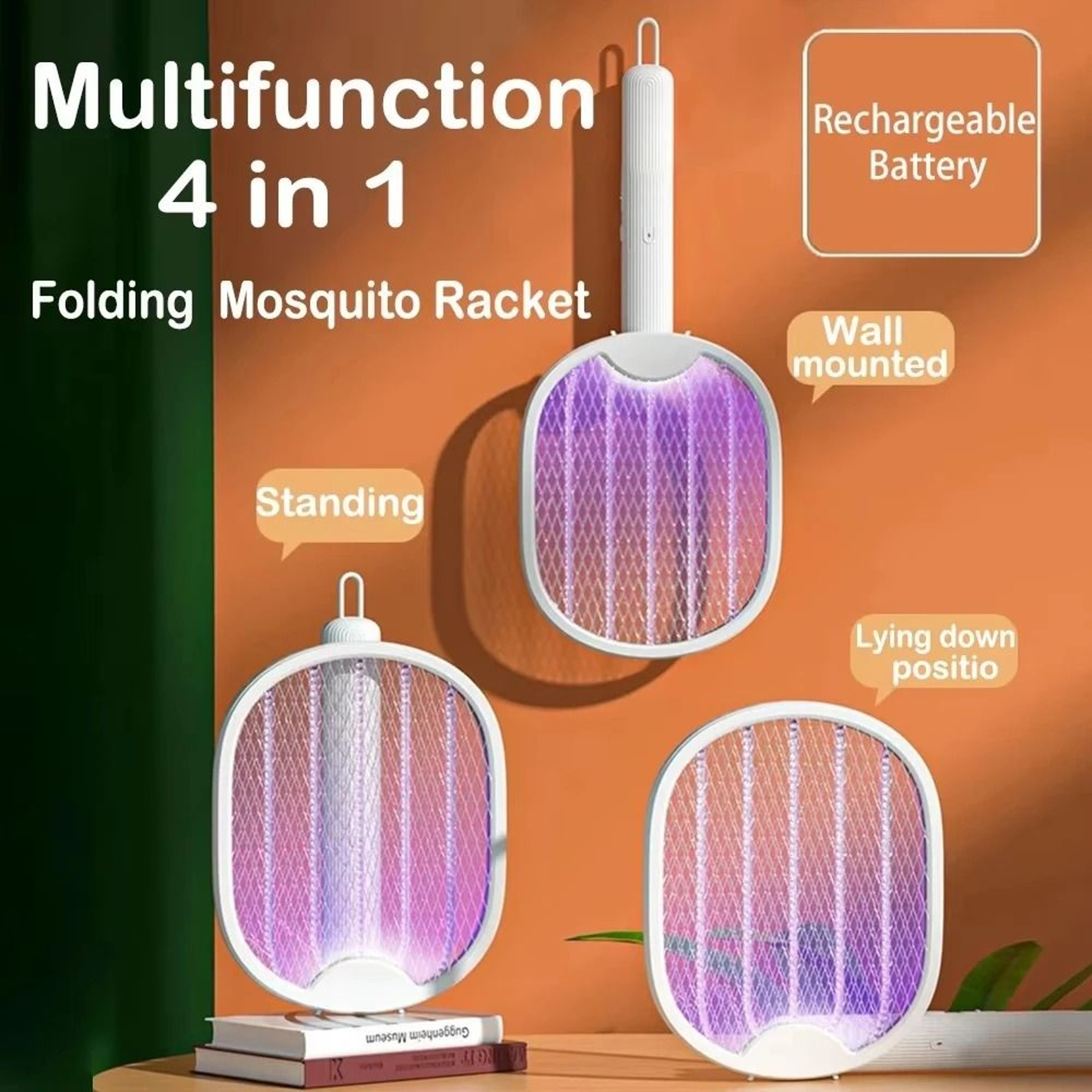 Foldable Rechargeable Electric Bug Zapper Racket 1