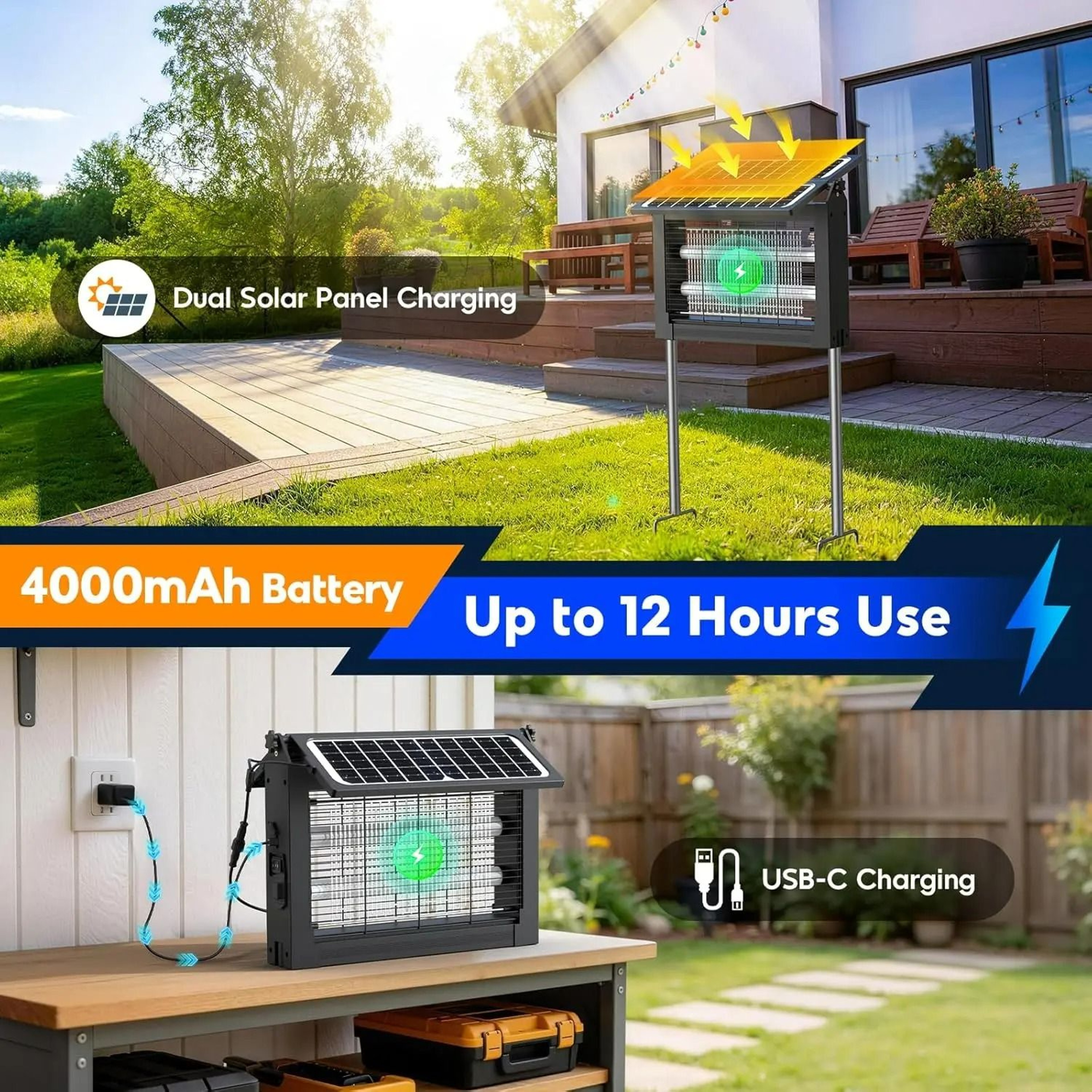 4500V SolarPowered Outdoor Bug Zapper 2