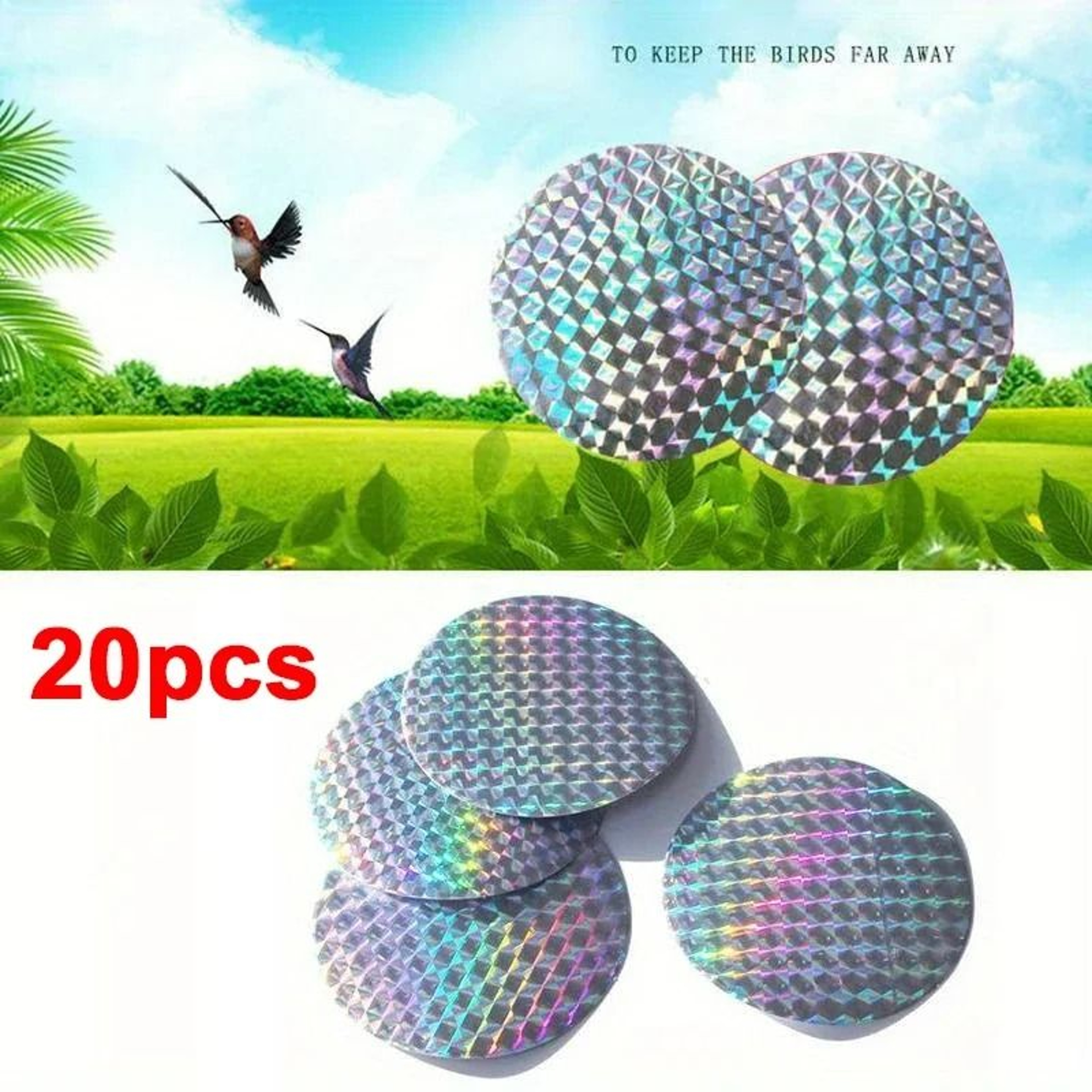 20Pack Reflective Round Paste Bird Repellent Disks 1