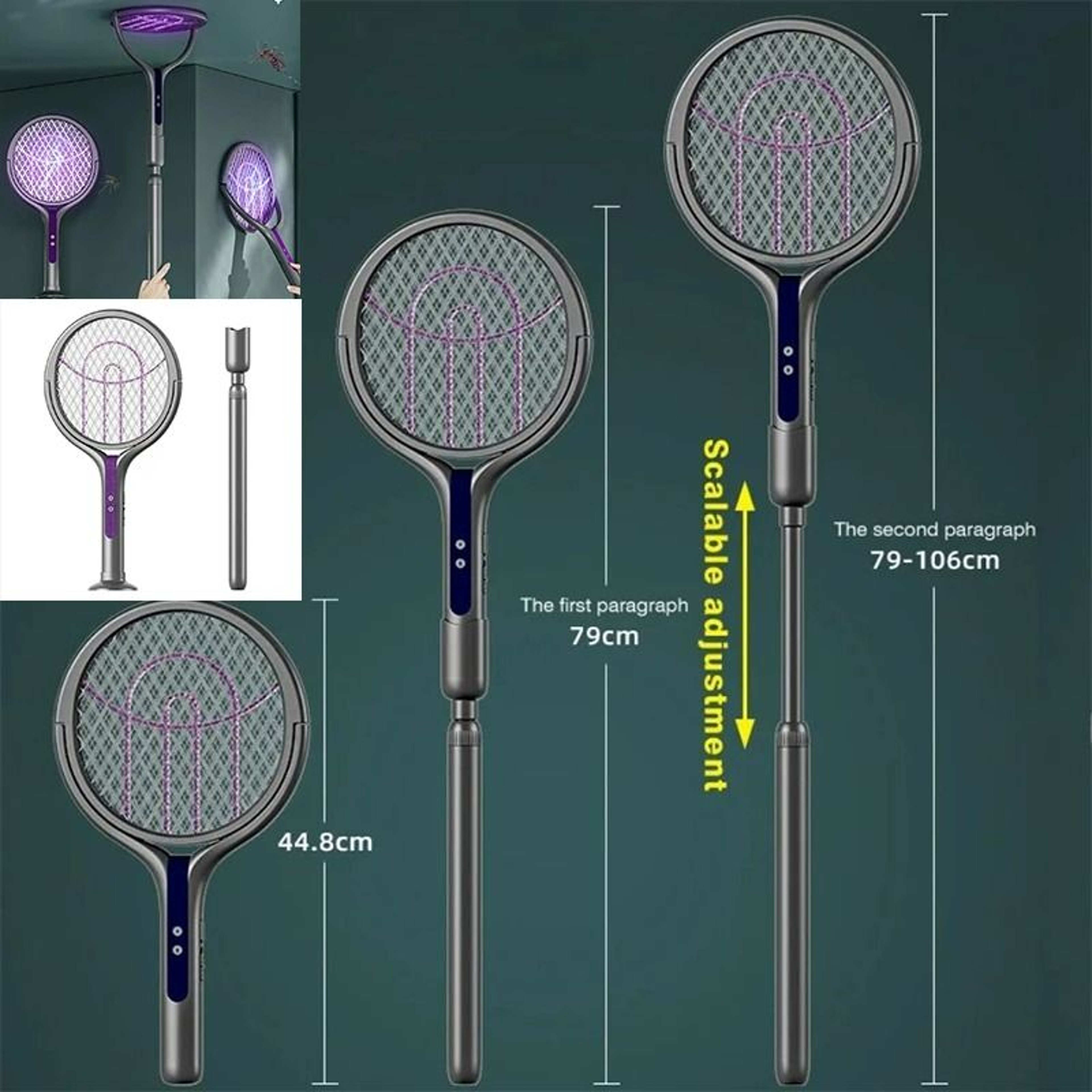 2in1 Retractable Electric Mosquito Swatter Racket 0