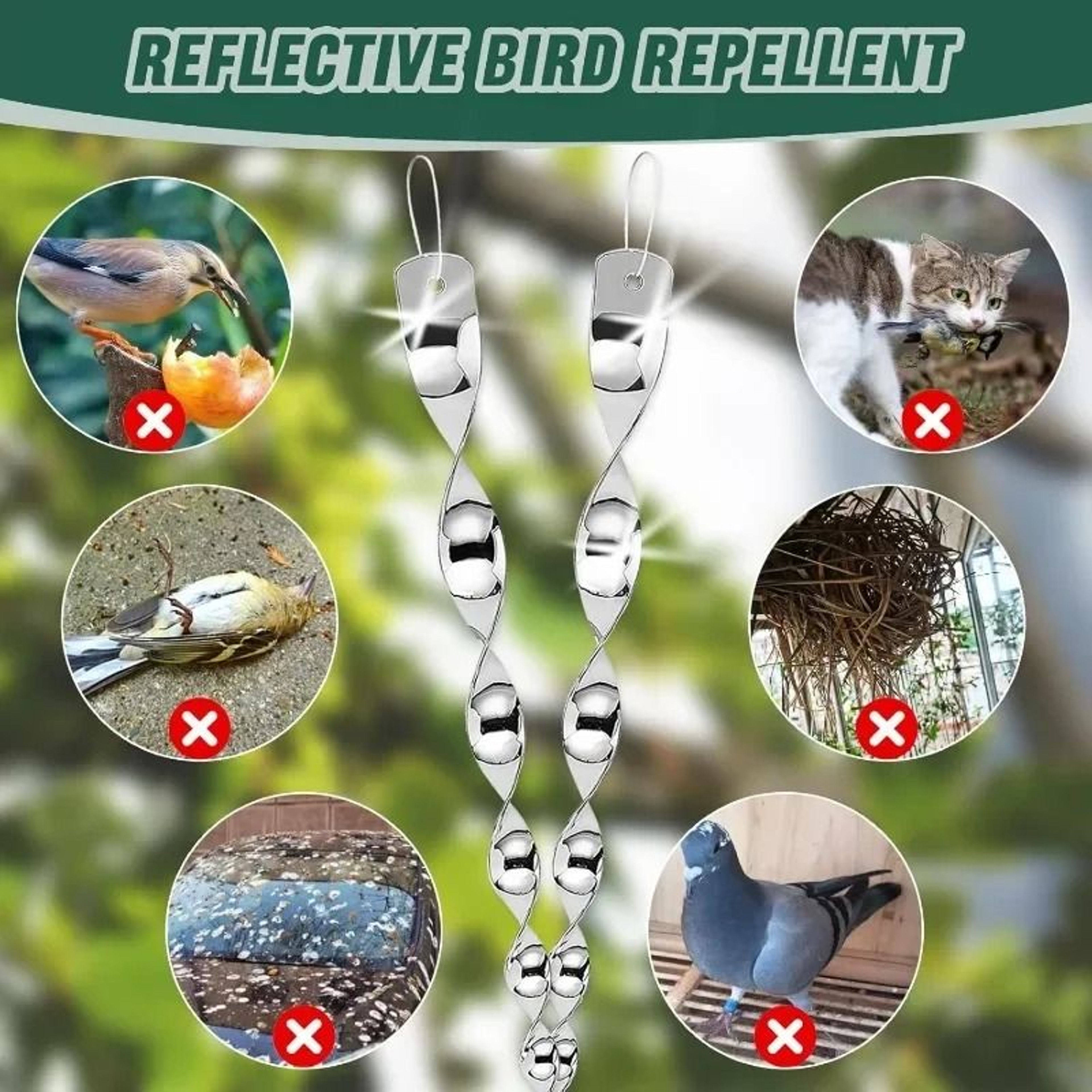 20Pack Reflective Wind Spiral Bird Repellent Rods 5