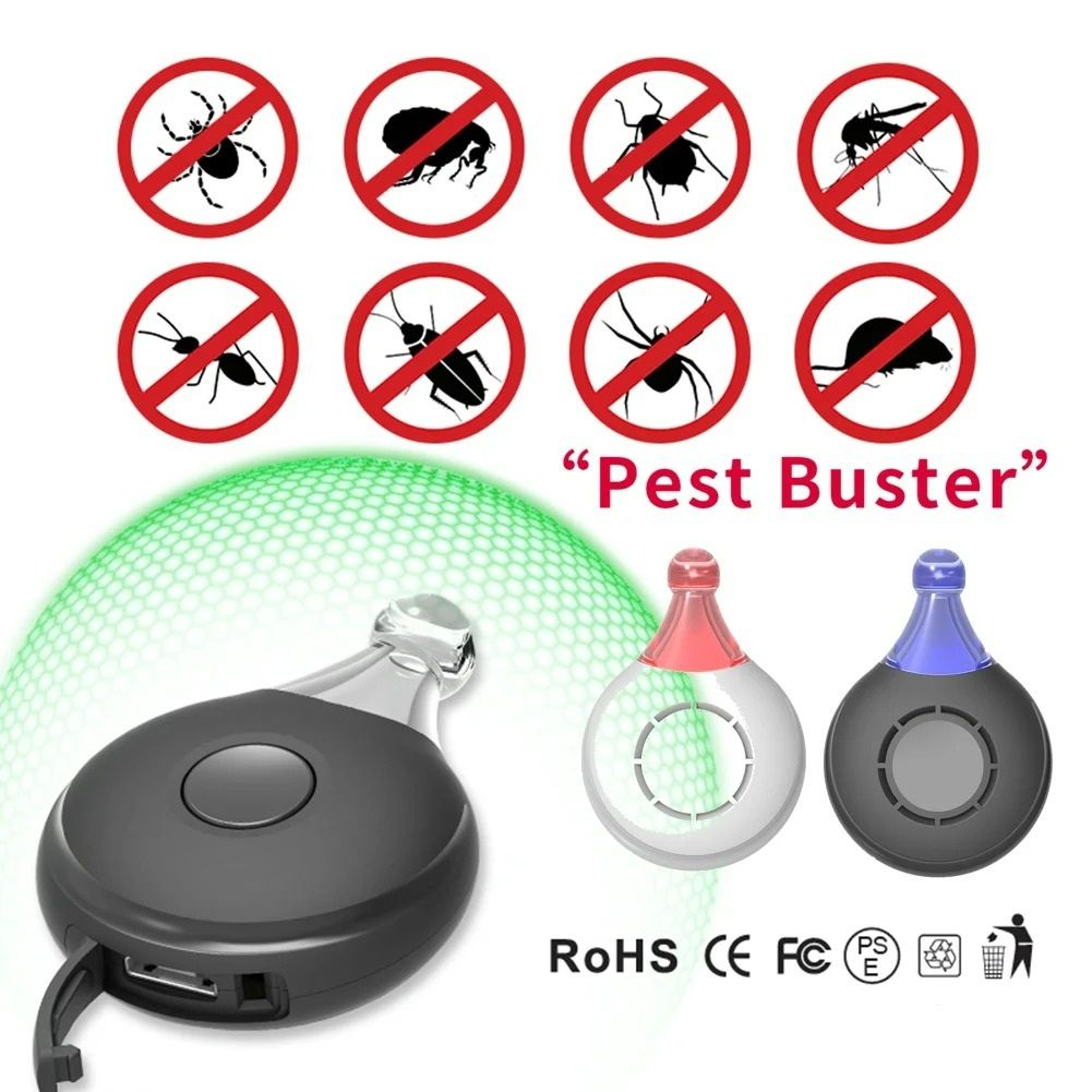 Portable USB Rechargeable Ultrasonic Flea  Tick Repeller For Pets 1