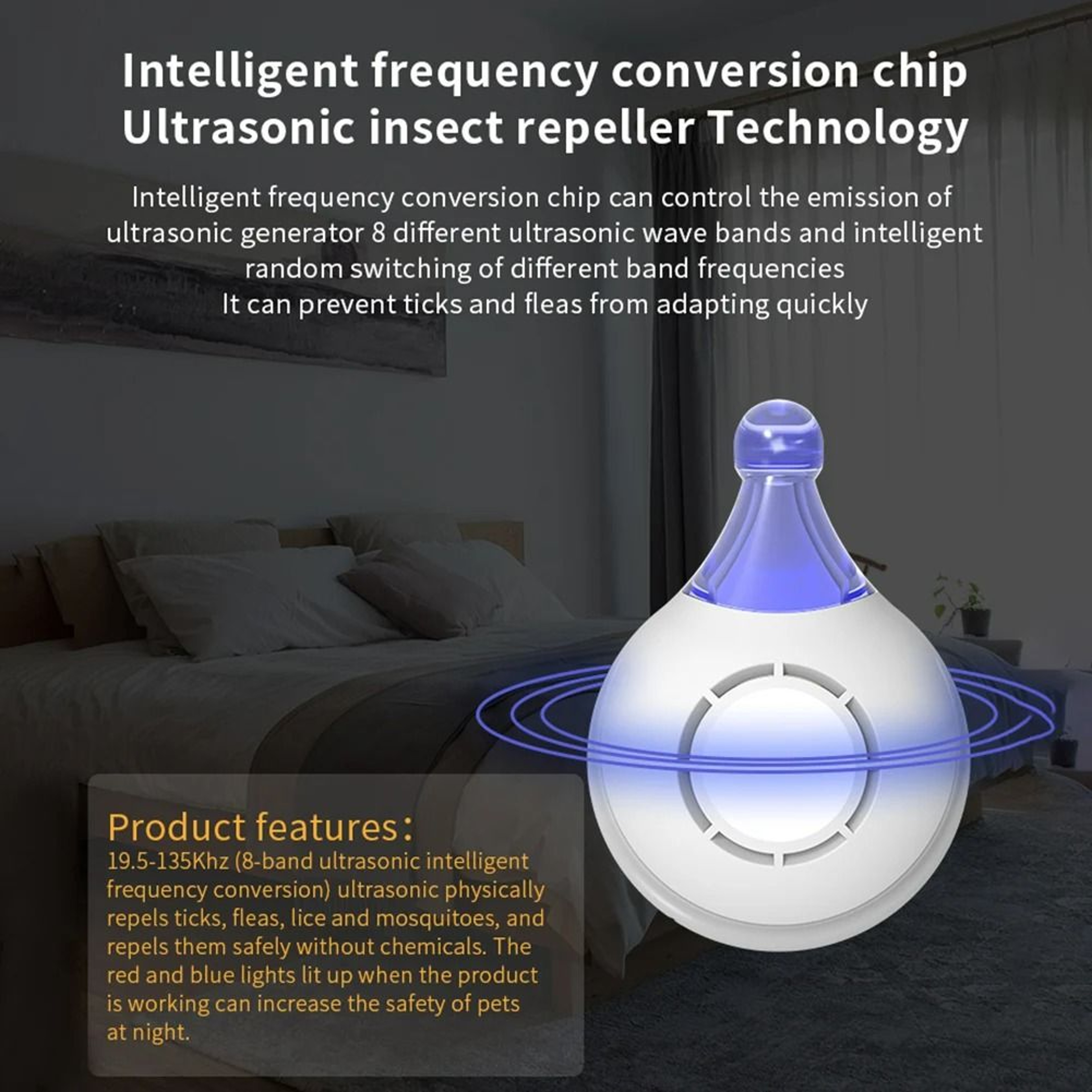 Portable USB Rechargeable Ultrasonic Flea  Tick Repeller For Pets 4