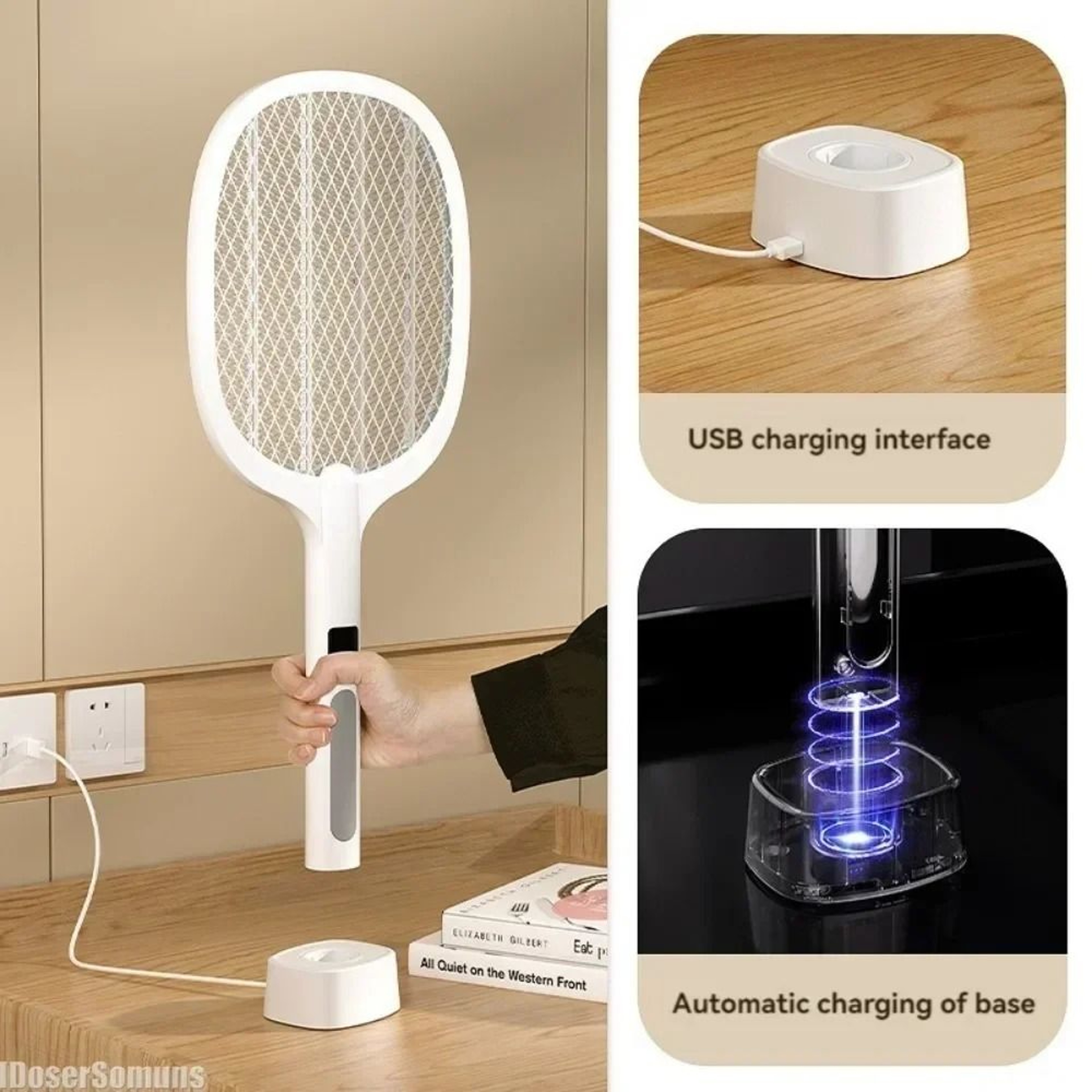 4000V TypeC Rechargeable Detachable Electric Fly Swatter  Automatic Trap 2