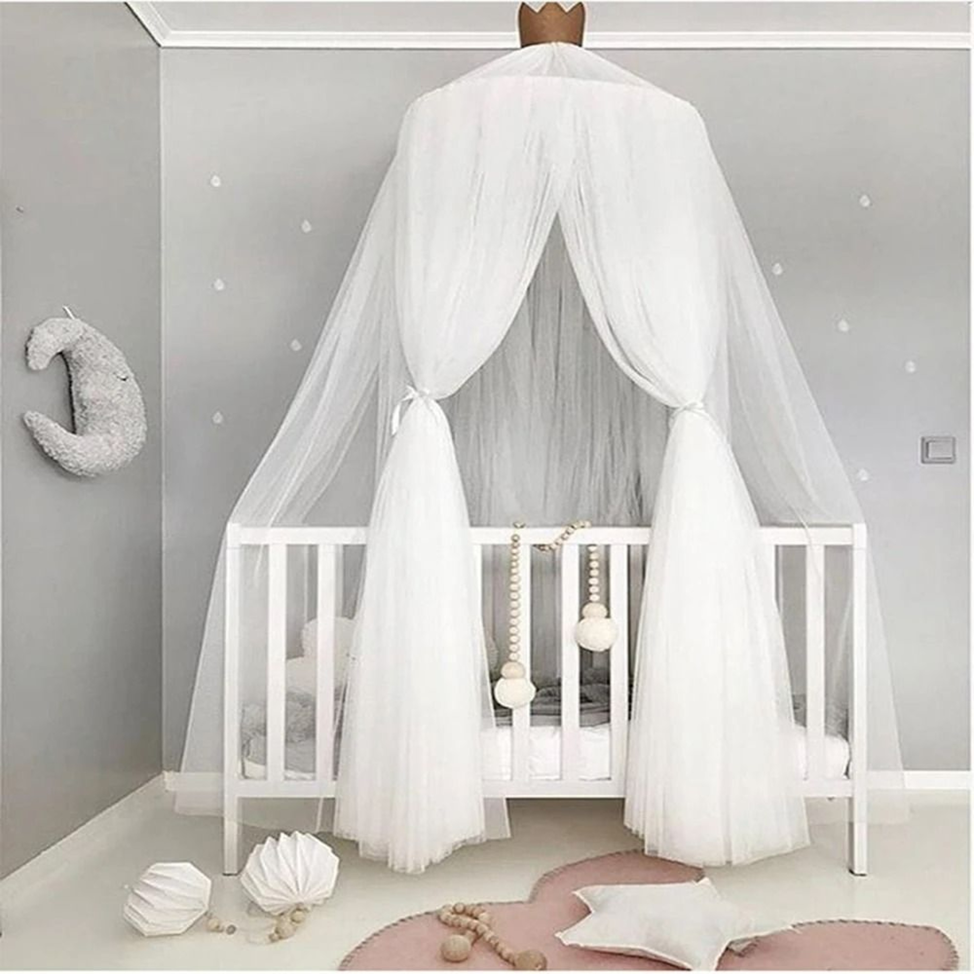 Battilo Elegant Round Dome Hanging Bed Canopy  Play Tent 0