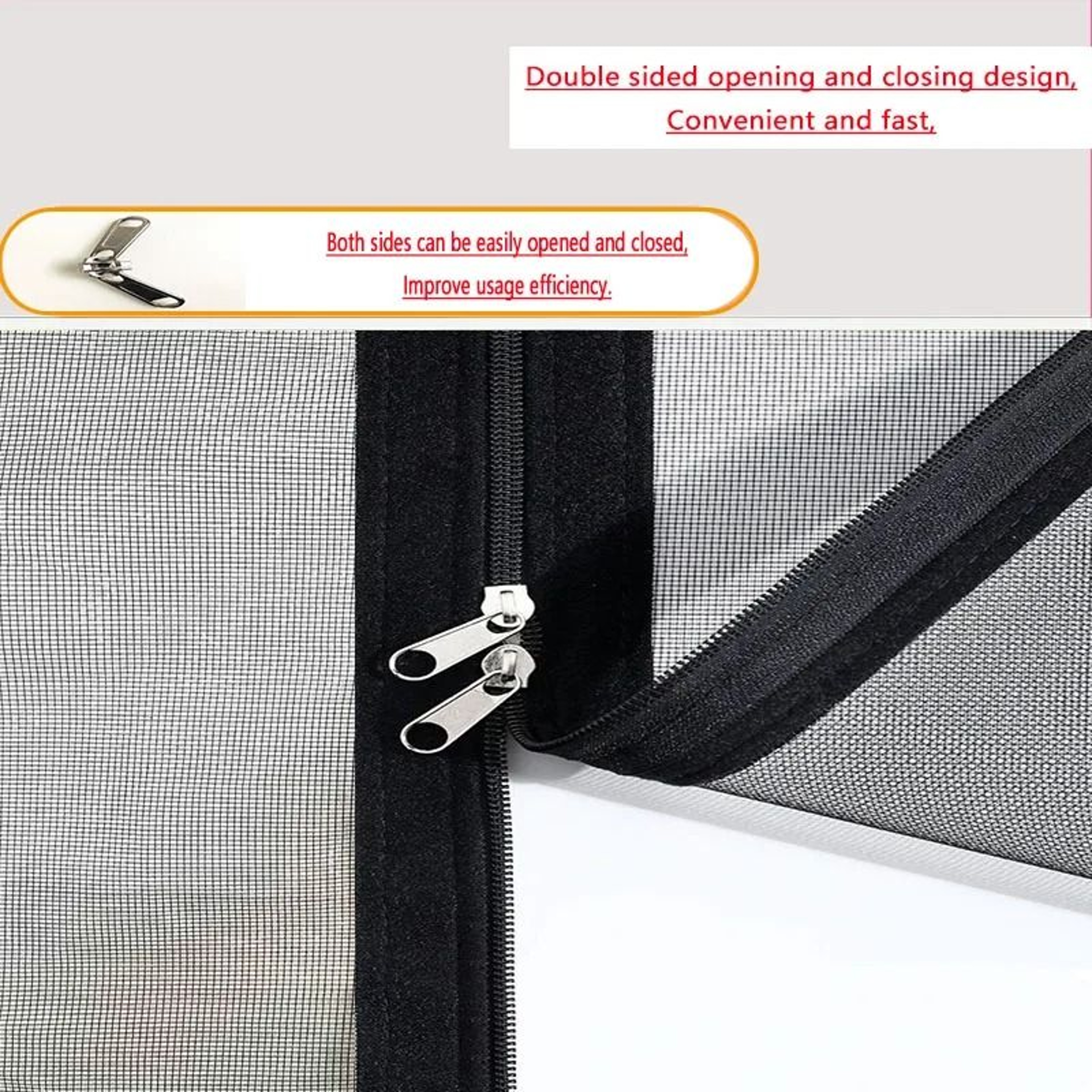 DoubleZipper SelfAdhesive Window Mosquito Net 4