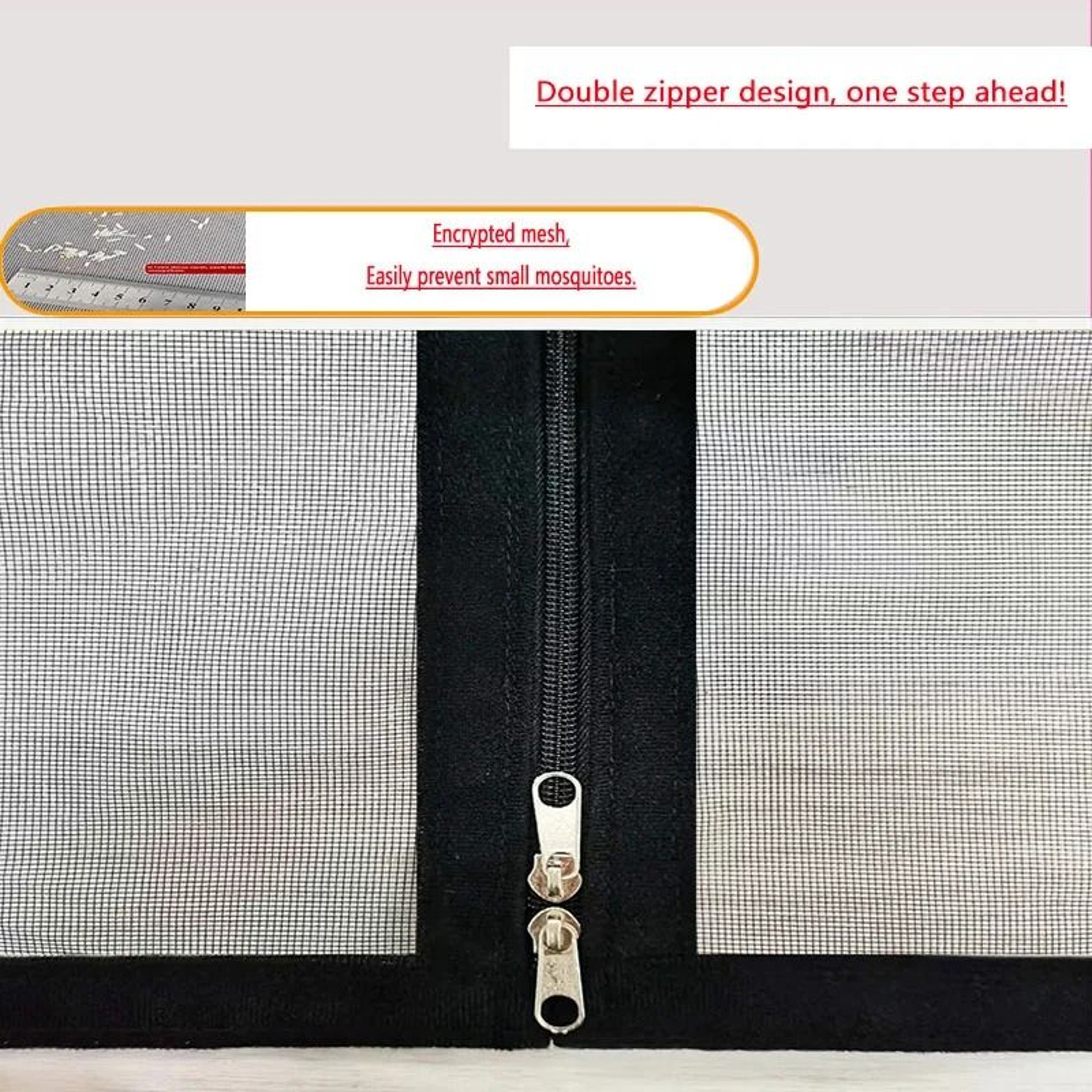 DoubleZipper SelfAdhesive Window Mosquito Net 6