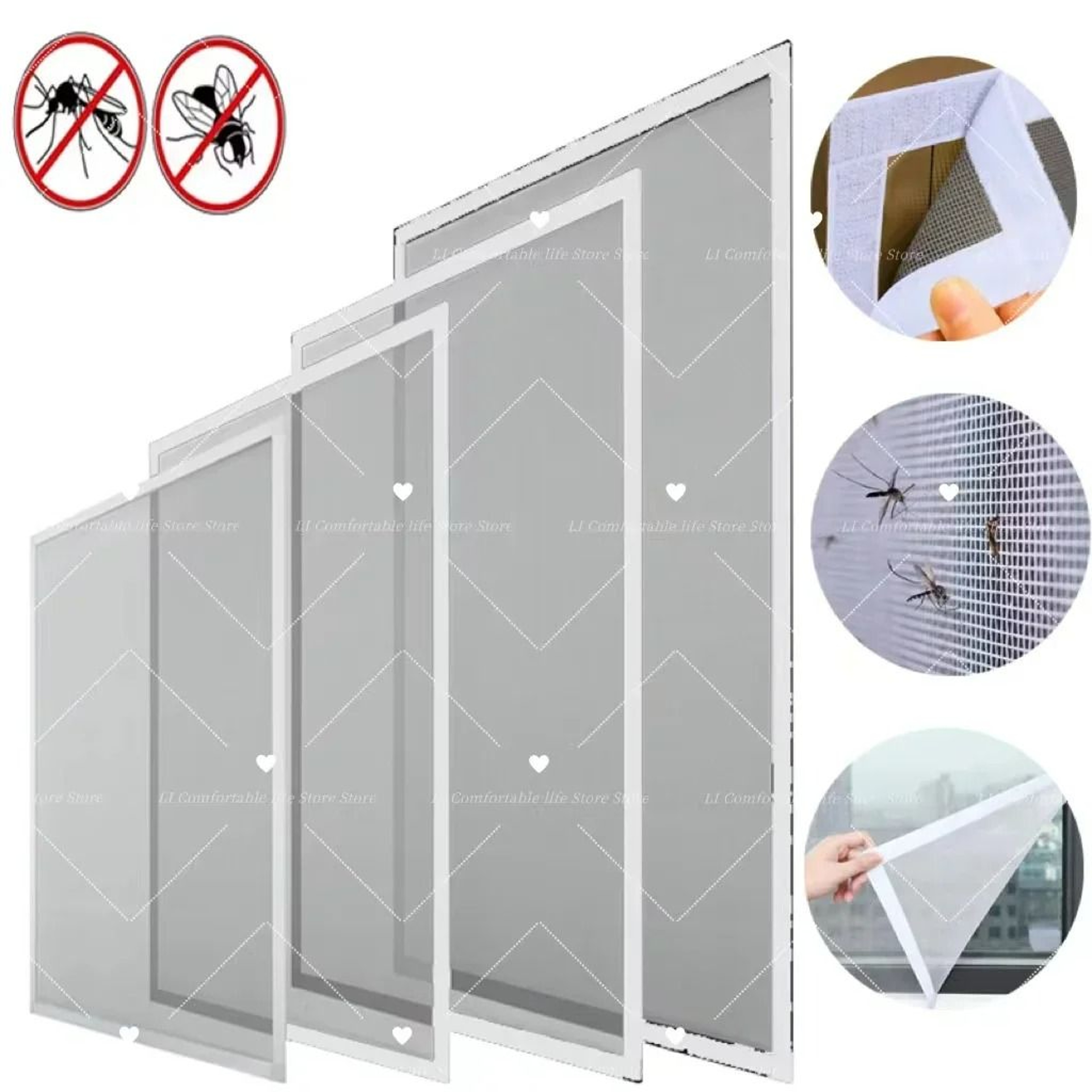 SelfAdhesive White AntiMosquito Window Screen Mesh 1