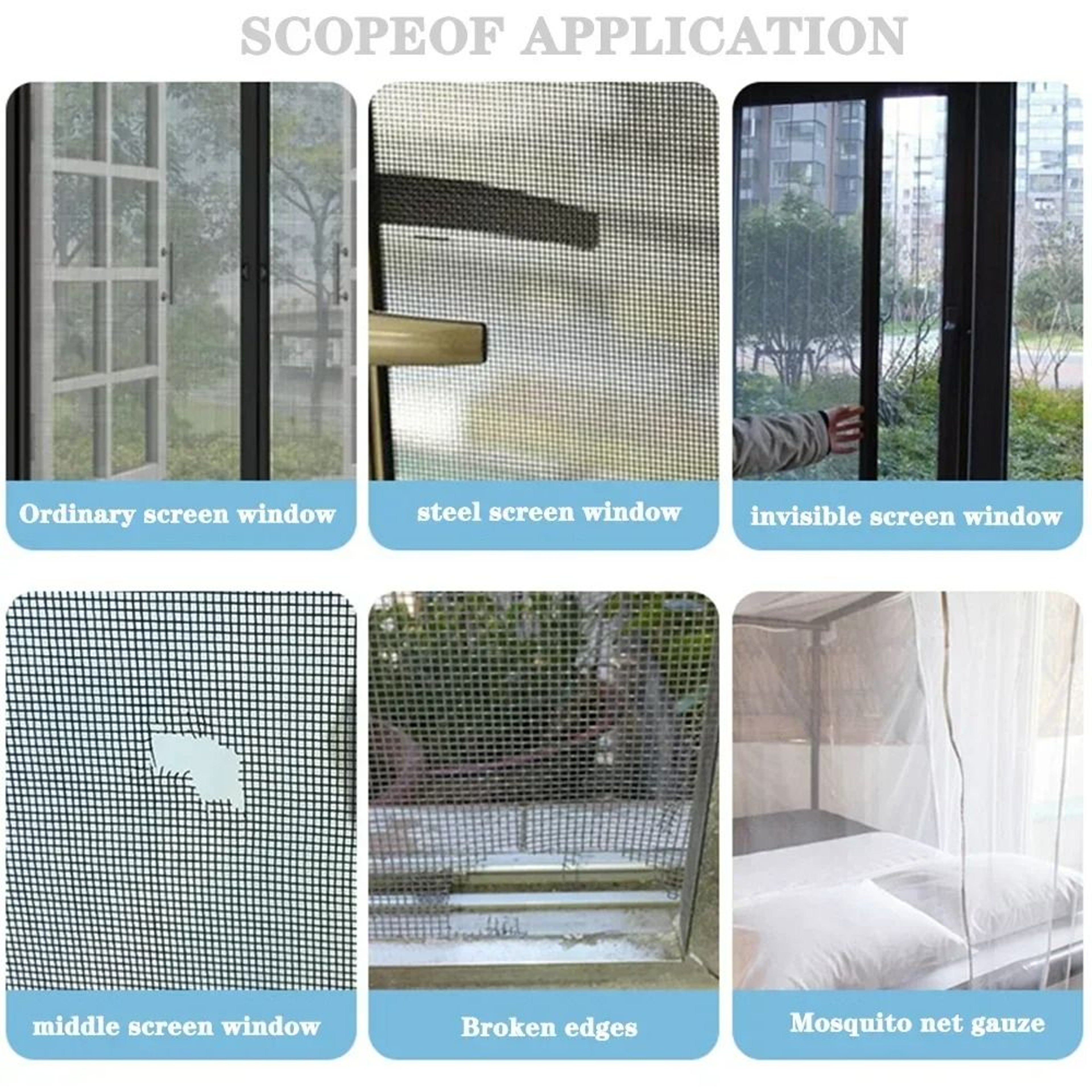 Waterproof SelfAdhesive Window Screen Repair Mesh Tape Roll 4
