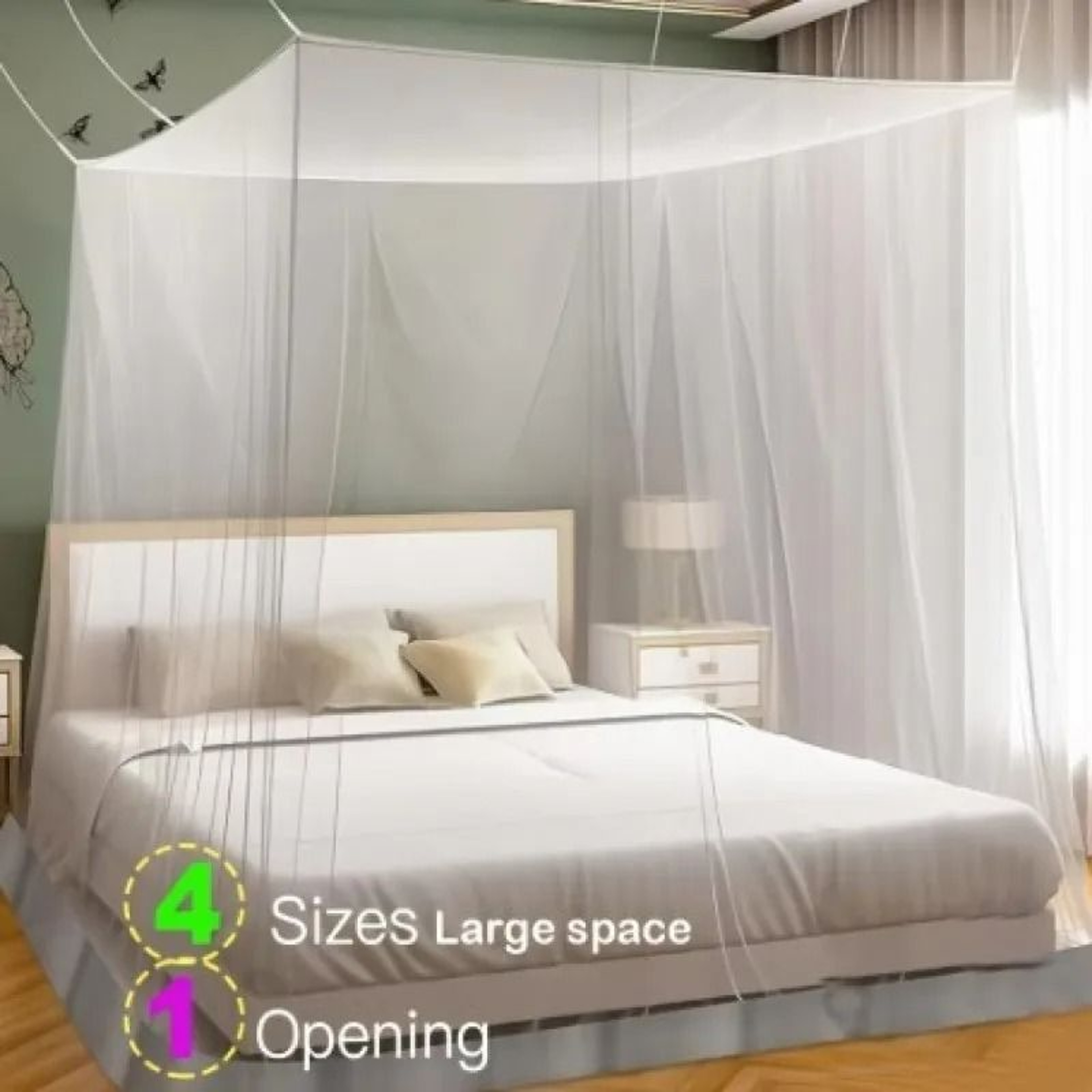 Palace FourDoor Square Bed Canopy Mosquito Net 3