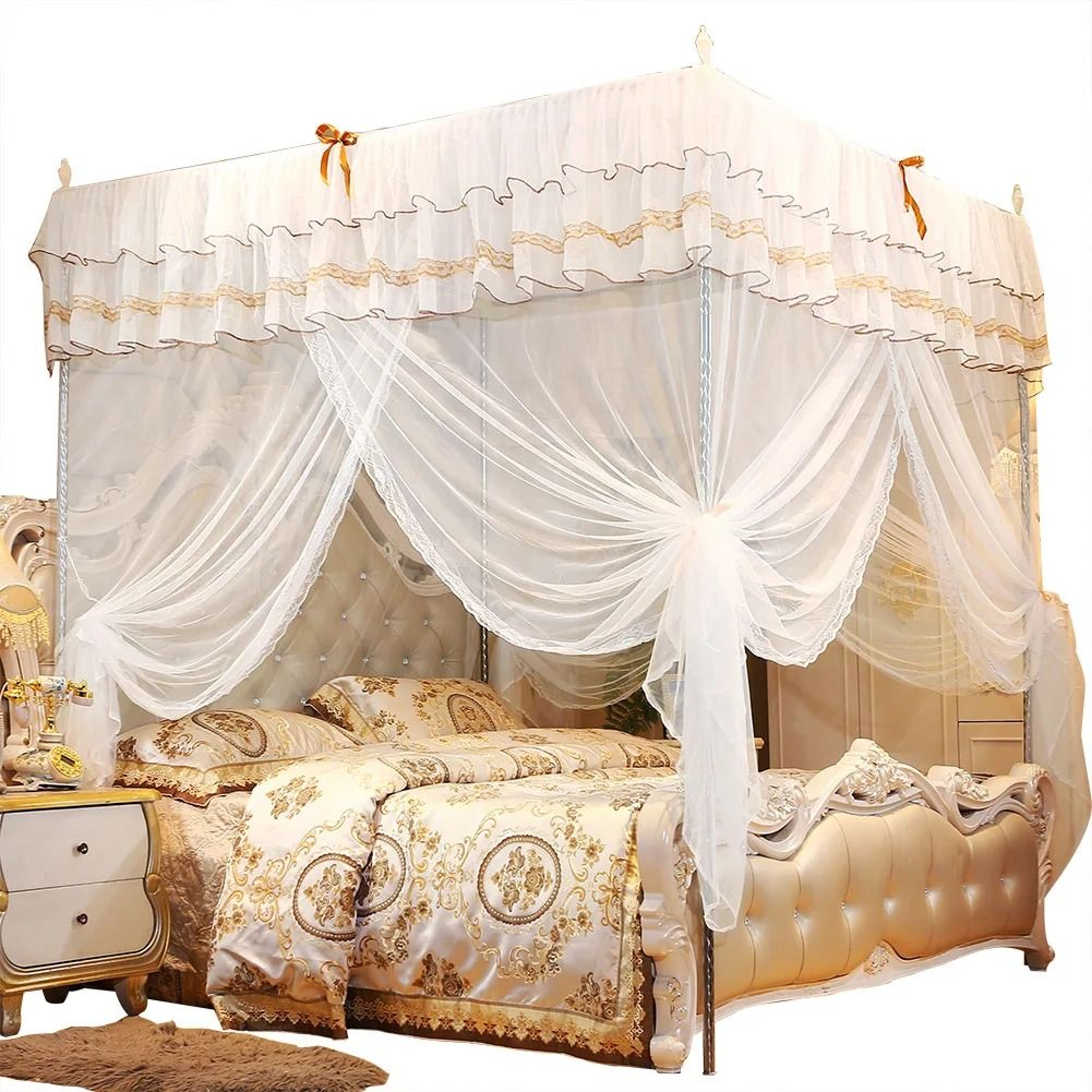 Luxury Princess FourCorner Post Bed Curtain Canopy Mosquito Net 0