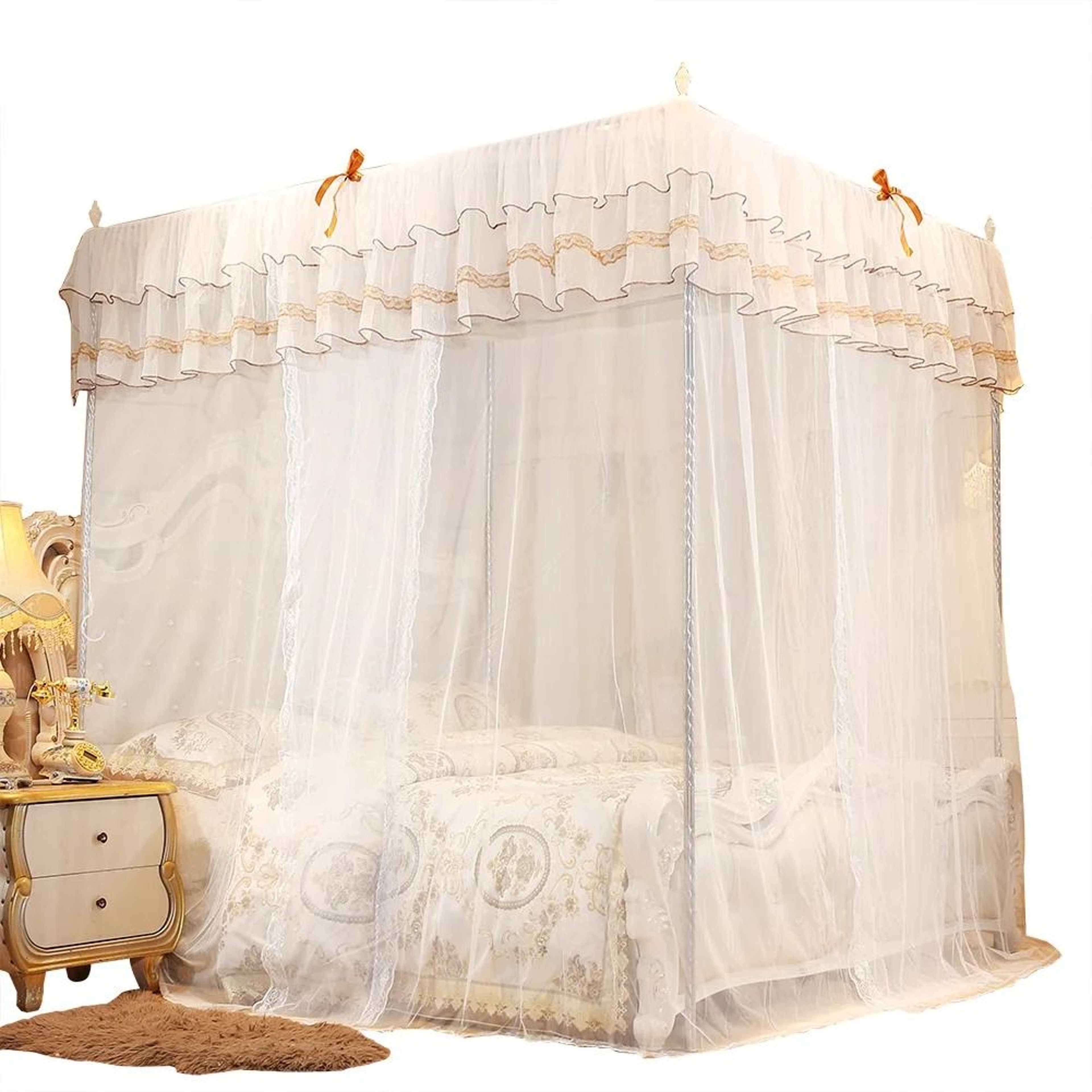 Luxury Princess FourCorner Post Bed Curtain Canopy Mosquito Net 1