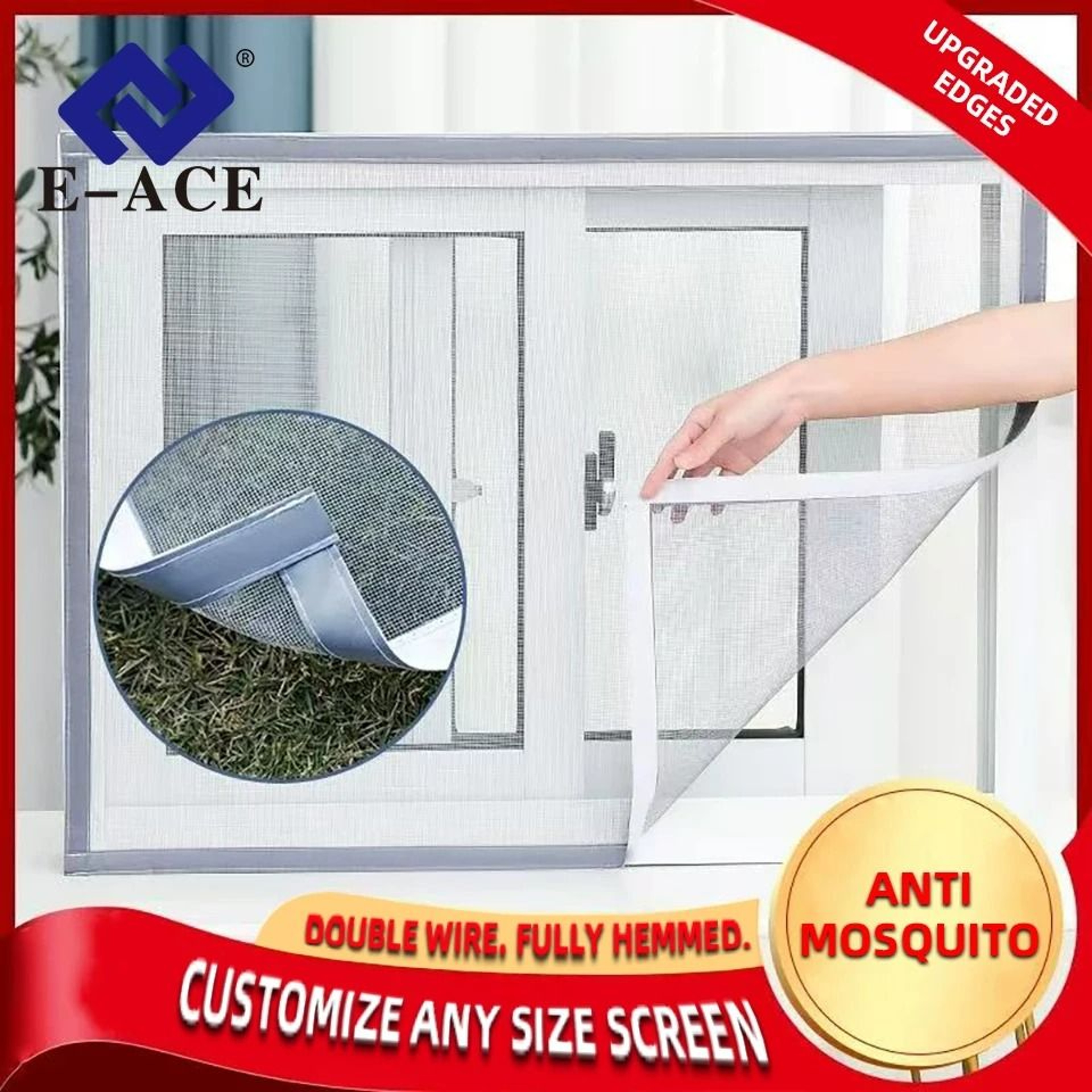 Grey CustomSize SelfAdhesive AntiFly Window Screen Mesh 2