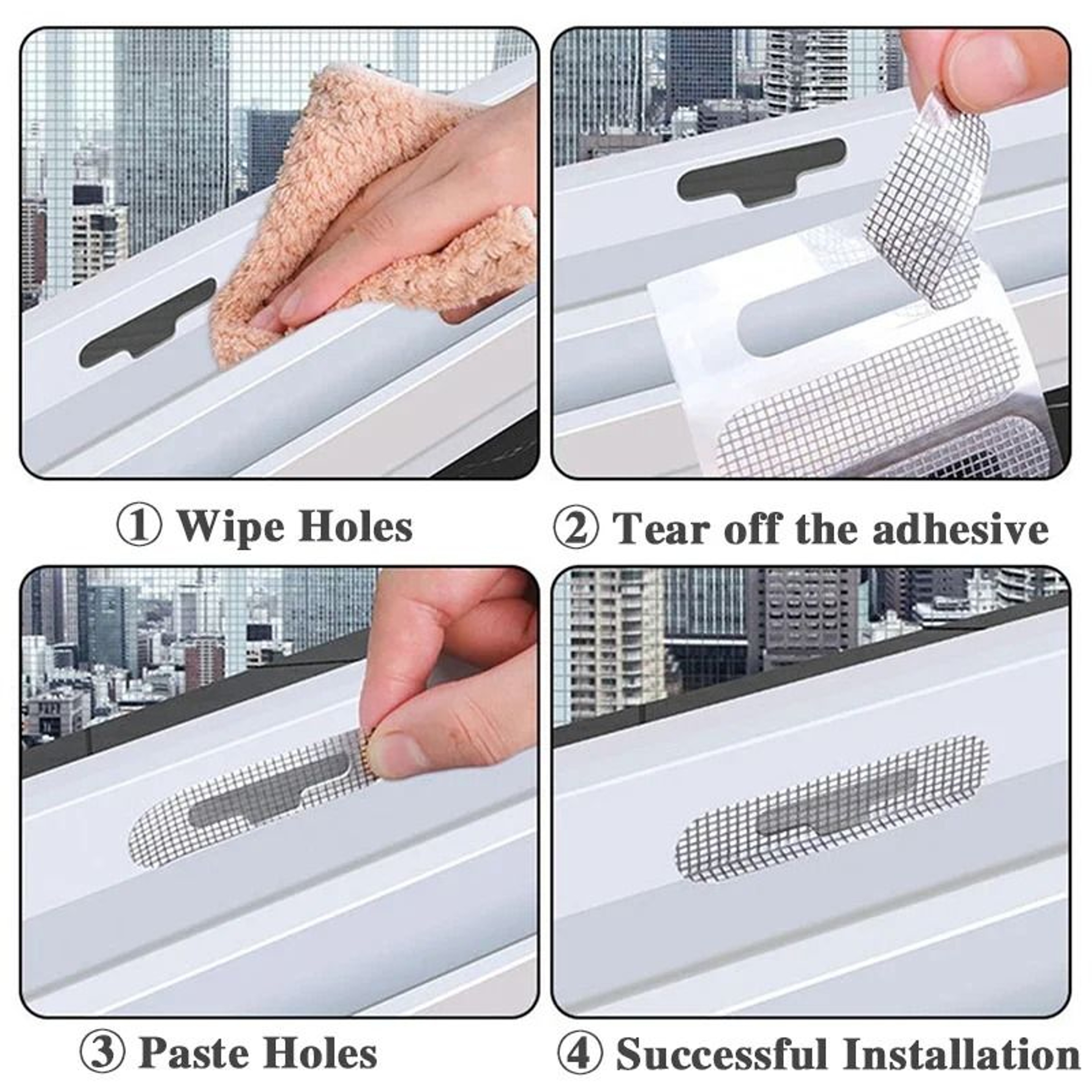 10pcs SelfAdhesive Window Screen Patch  Drain Hole Repair Mesh Stickers 6