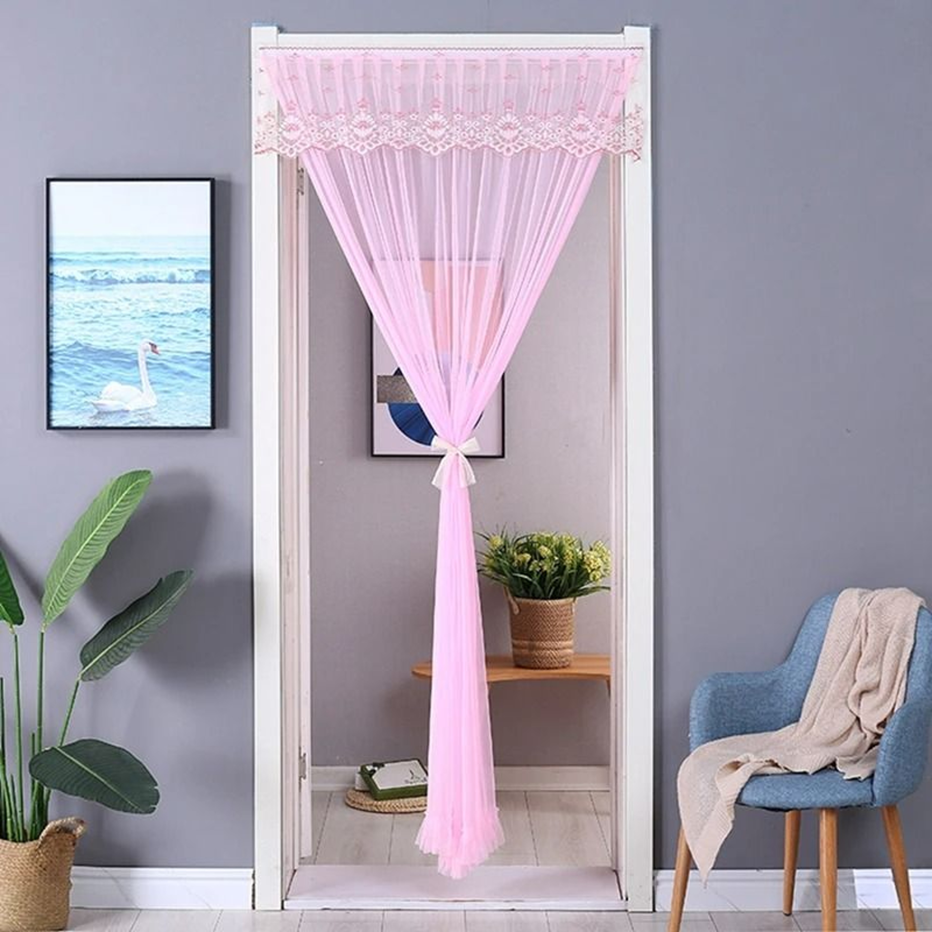 Anti Mosquito Door Curtain Double Layer Lace Gauze Mesh 0