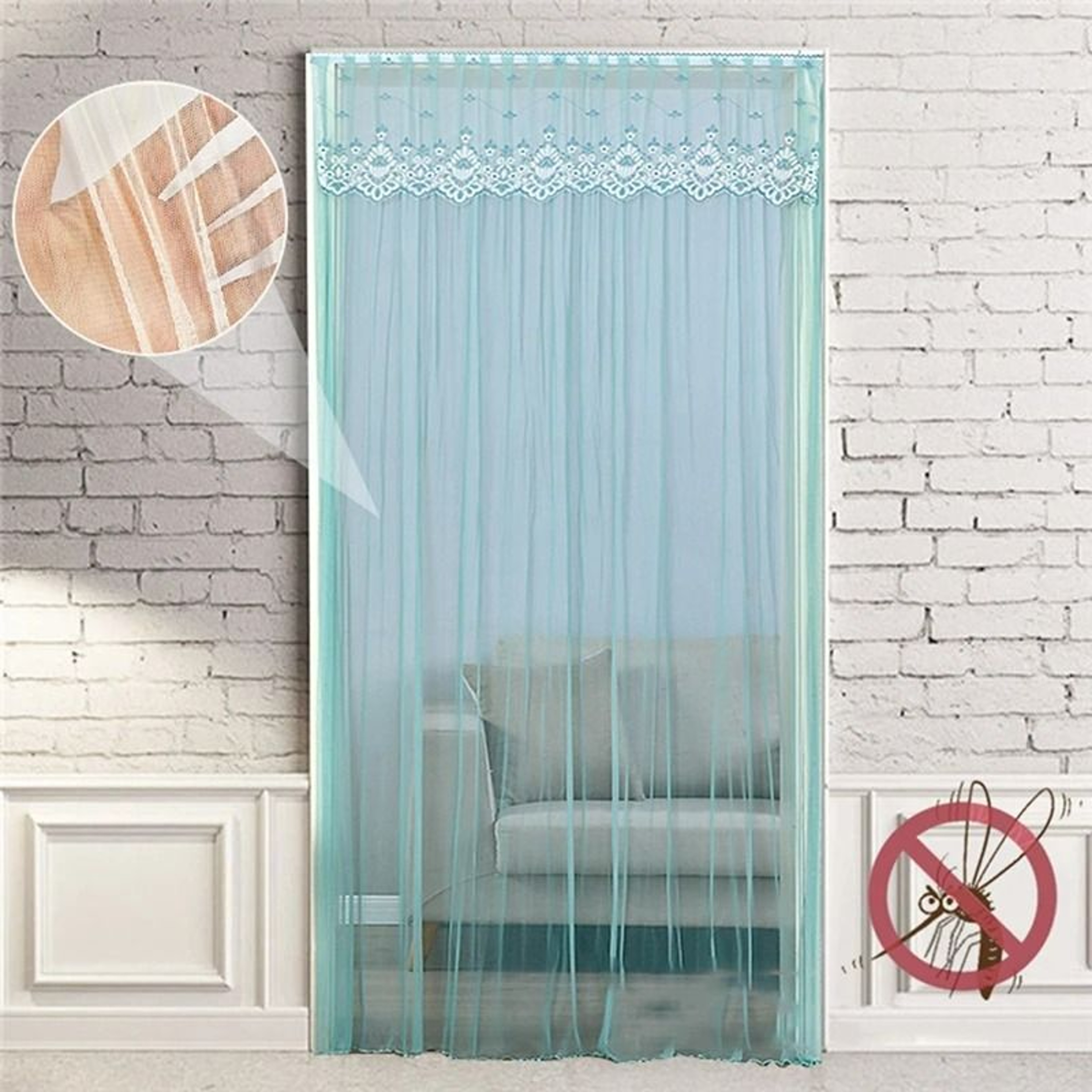 Anti Mosquito Door Curtain Double Layer Lace Gauze Mesh 1